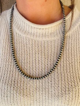 103-Authentic Sterling Silver 6MM Bead Necklace 24"