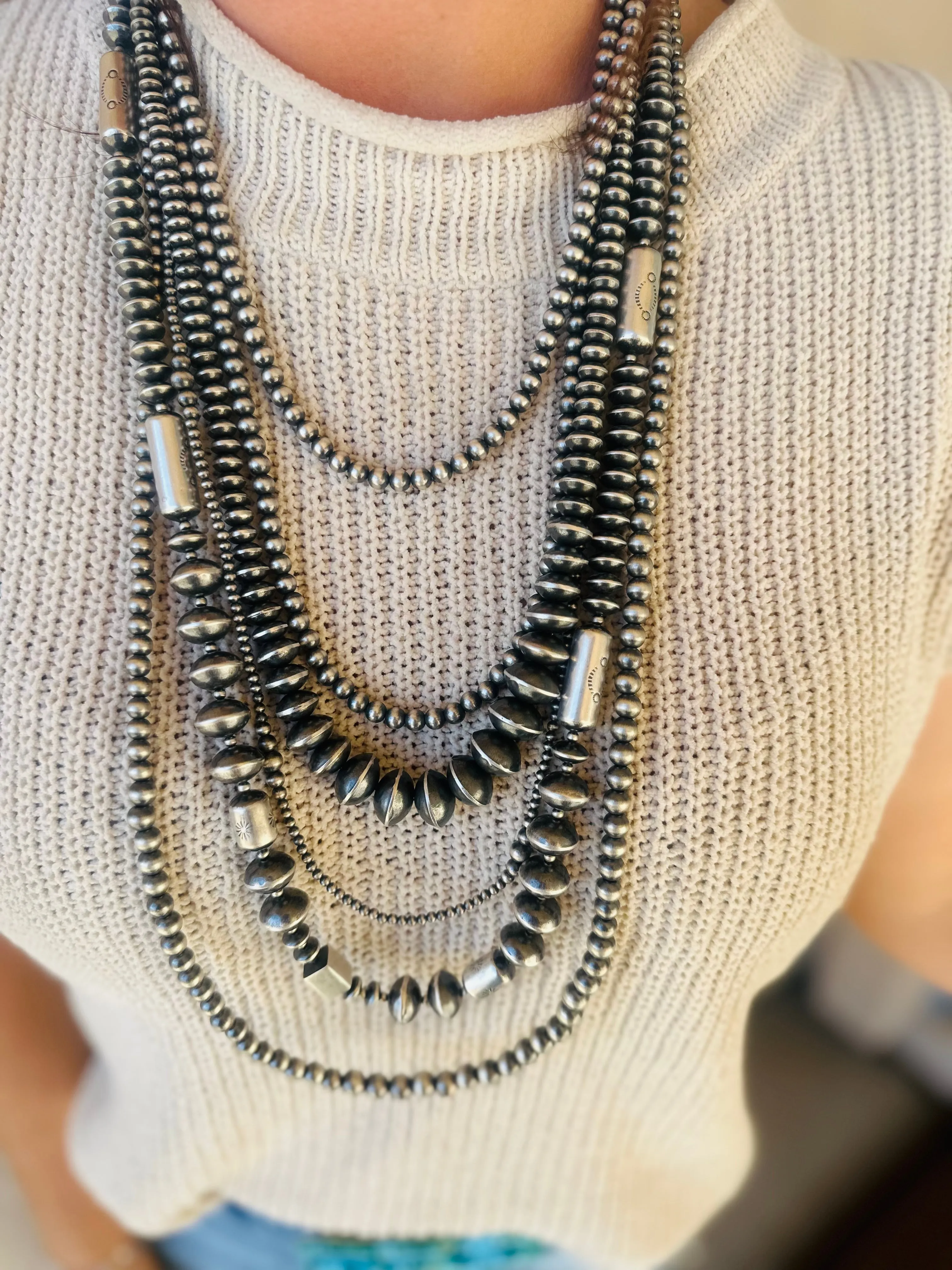 104-Authentic 26" Sterling Silver Saucer Bead Necklace