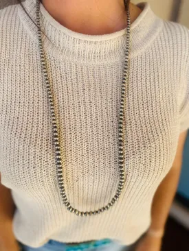 105-Authentic 36" Sterling Silver 4-8MM Graduated Bead Necklace