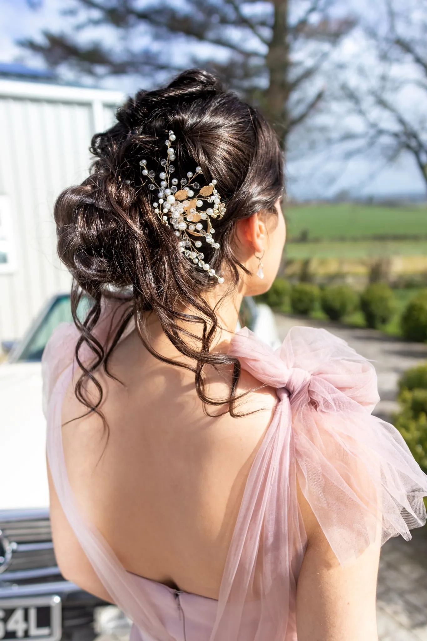 Alice Dusky Pink Soft Tulle Bow Straps Bridesmaids Dress