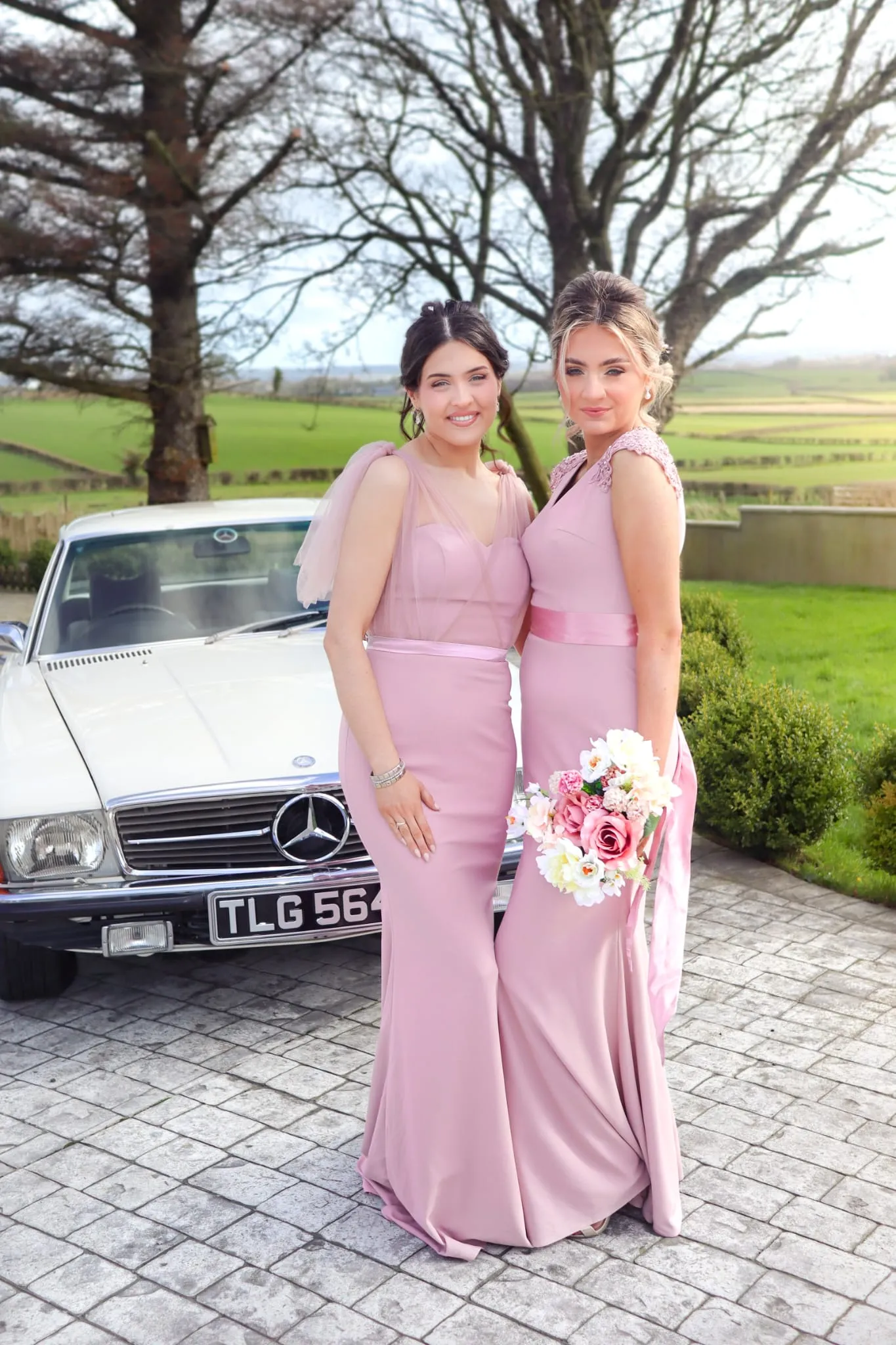 Alice Dusky Pink Soft Tulle Bow Straps Bridesmaids Dress