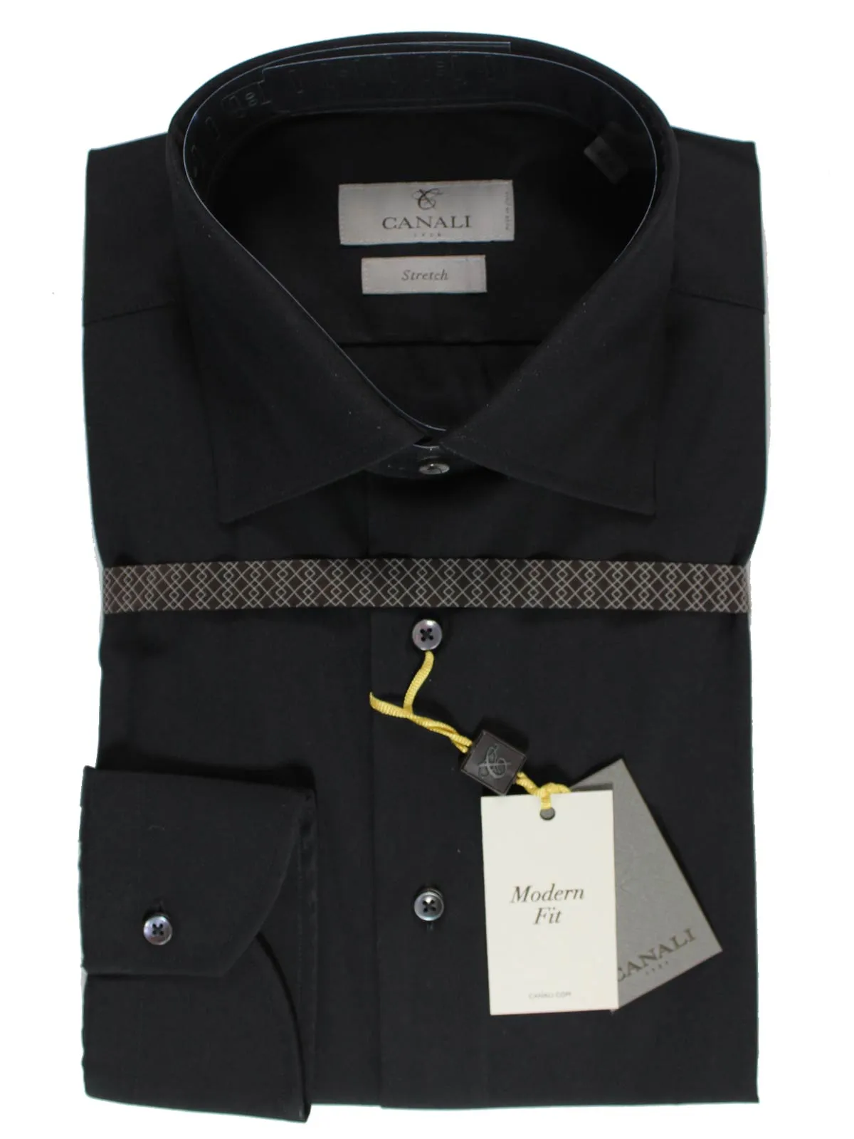 Canali Shirt Black Stretch - Modern Fit 43 -17