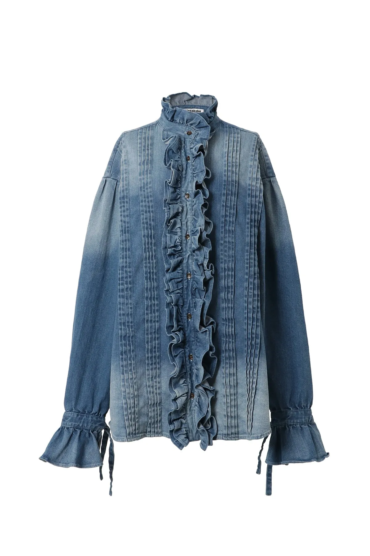 Denim Frill Blouse / Blue