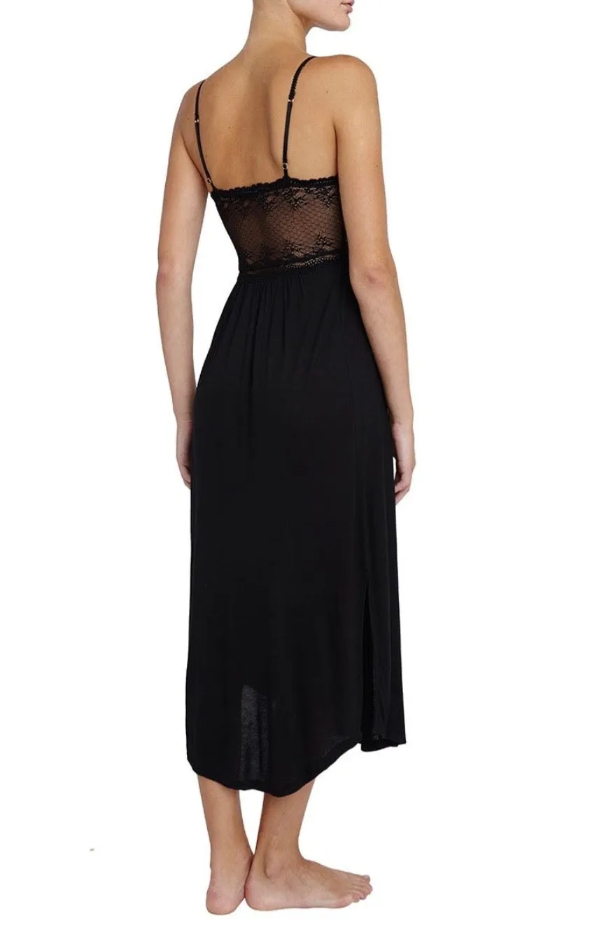 Eberjey Colette Madame Long Gown - Black & Navy