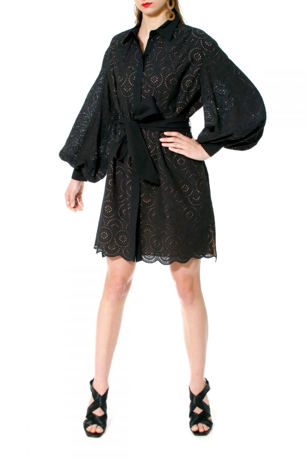 EMBROIDERED DRESS "MONA" IN BLACK