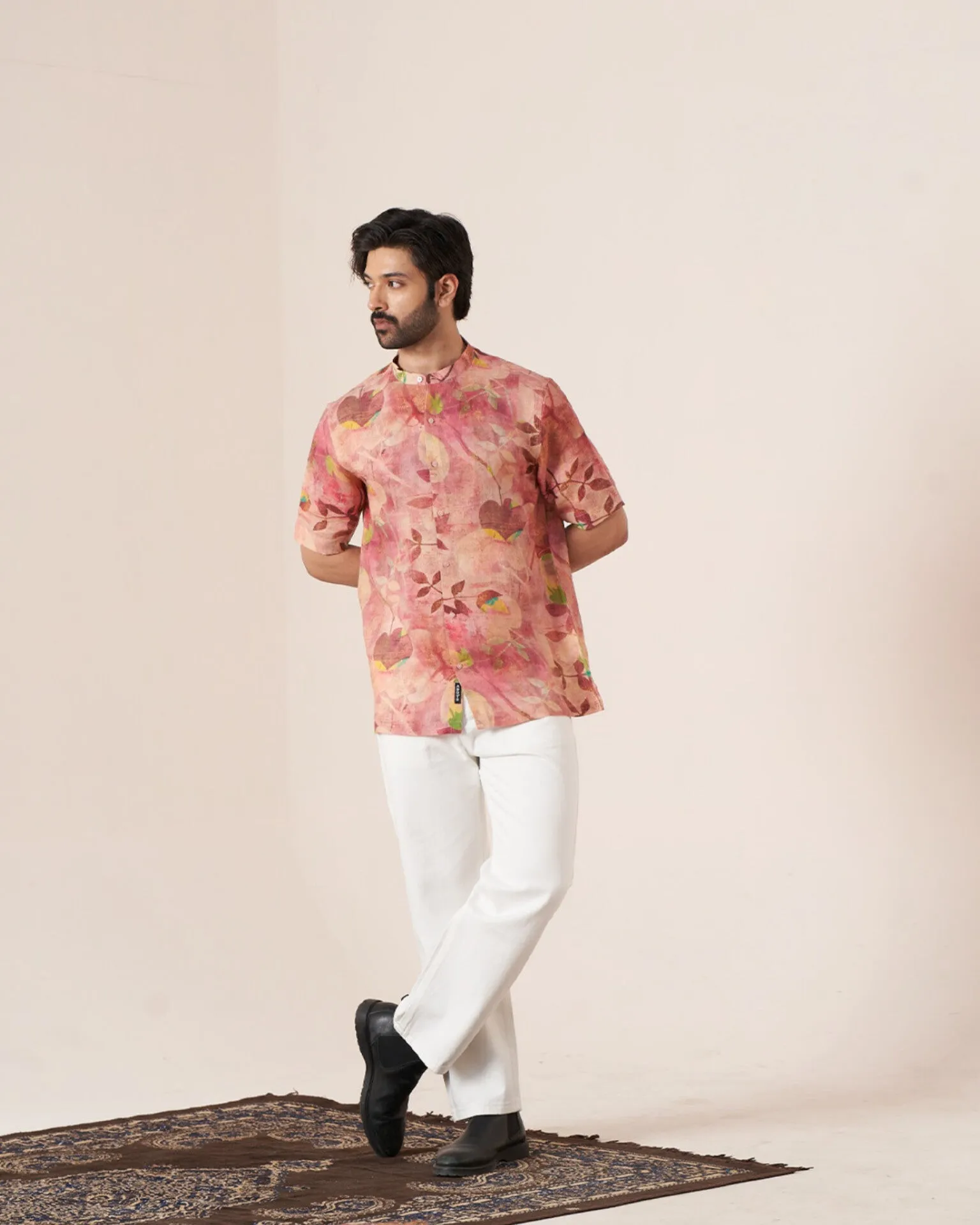 Floral Mirage (Pure Linen Short Sleeve Shirt)  AddysForMen