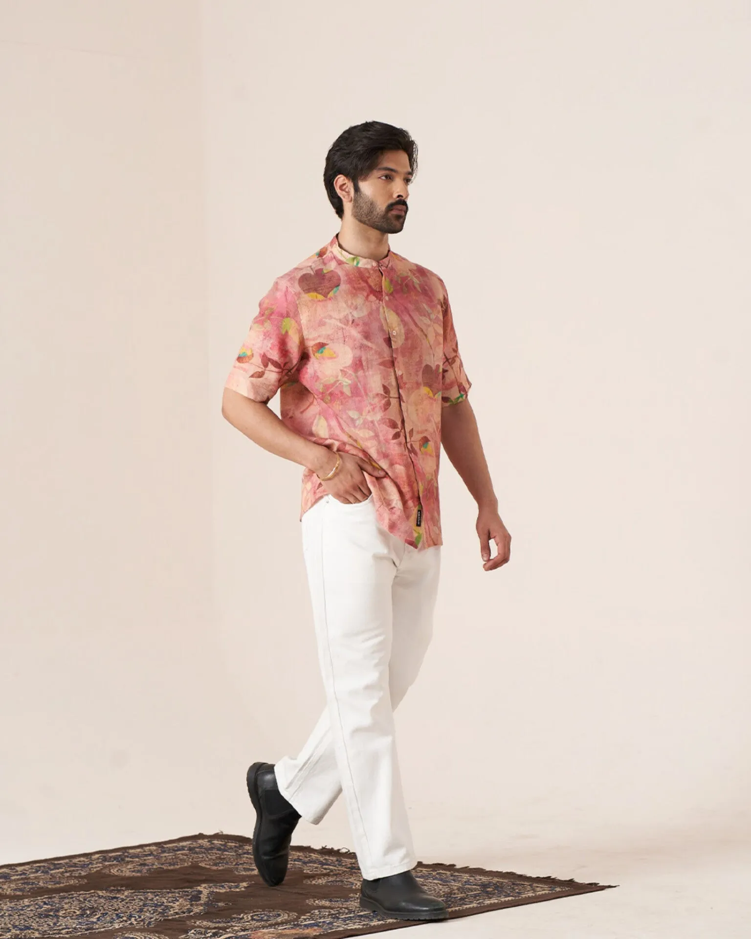Floral Mirage (Pure Linen Short Sleeve Shirt)  AddysForMen