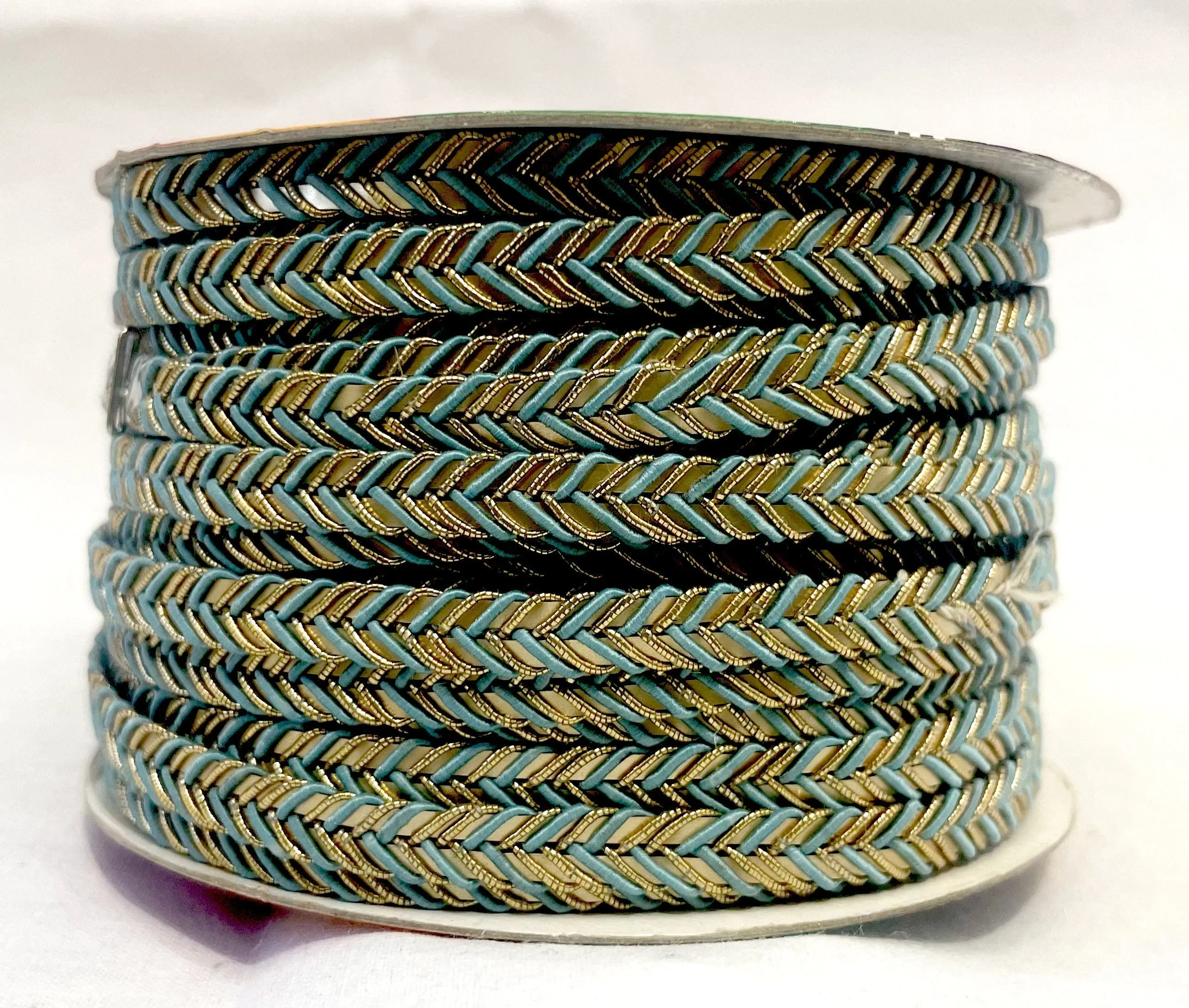 Golden Braid Border, Gray And Golden,  Laces for Dress, Home Décor, Shoe, Bags, Hats, DIY, Handmade, 0.2 inch Broad