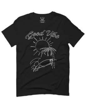 Good Vibe Summer Vintage Retro Beach surf Palm Tree Vacation Skeleton For men T Shirt