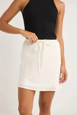 Lenny Drawcord Skirt (White)