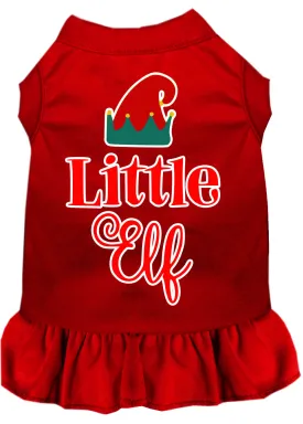 Little Elf Screen Print Dog Dress Red 4x