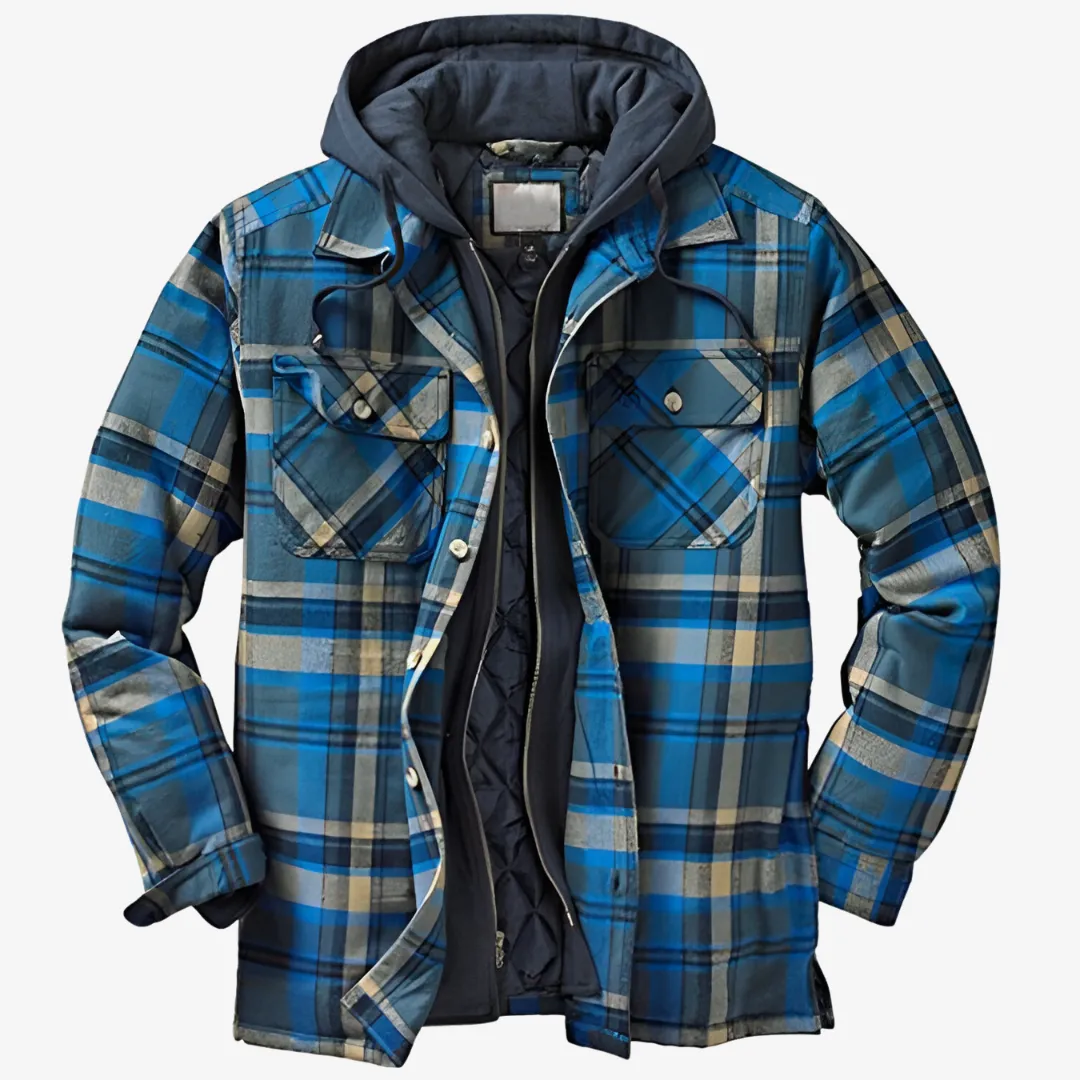 Manuel | Mens Quilted Hooded Plaid Jacket