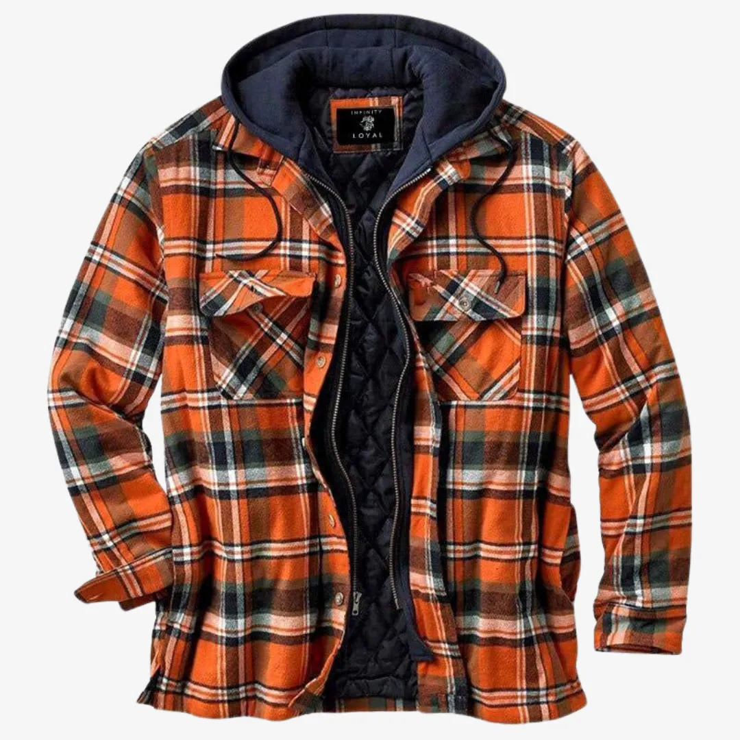 Manuel | Mens Quilted Hooded Plaid Jacket
