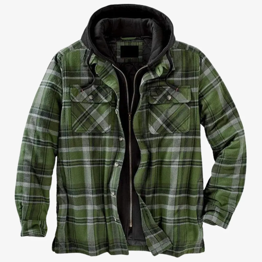 Manuel | Mens Quilted Hooded Plaid Jacket