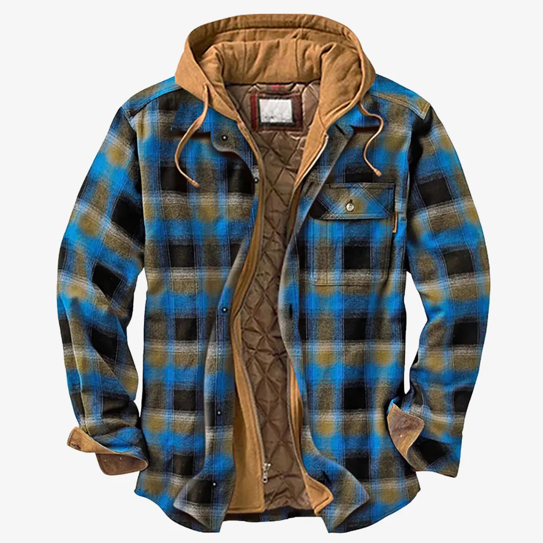Manuel | Mens Quilted Hooded Plaid Jacket