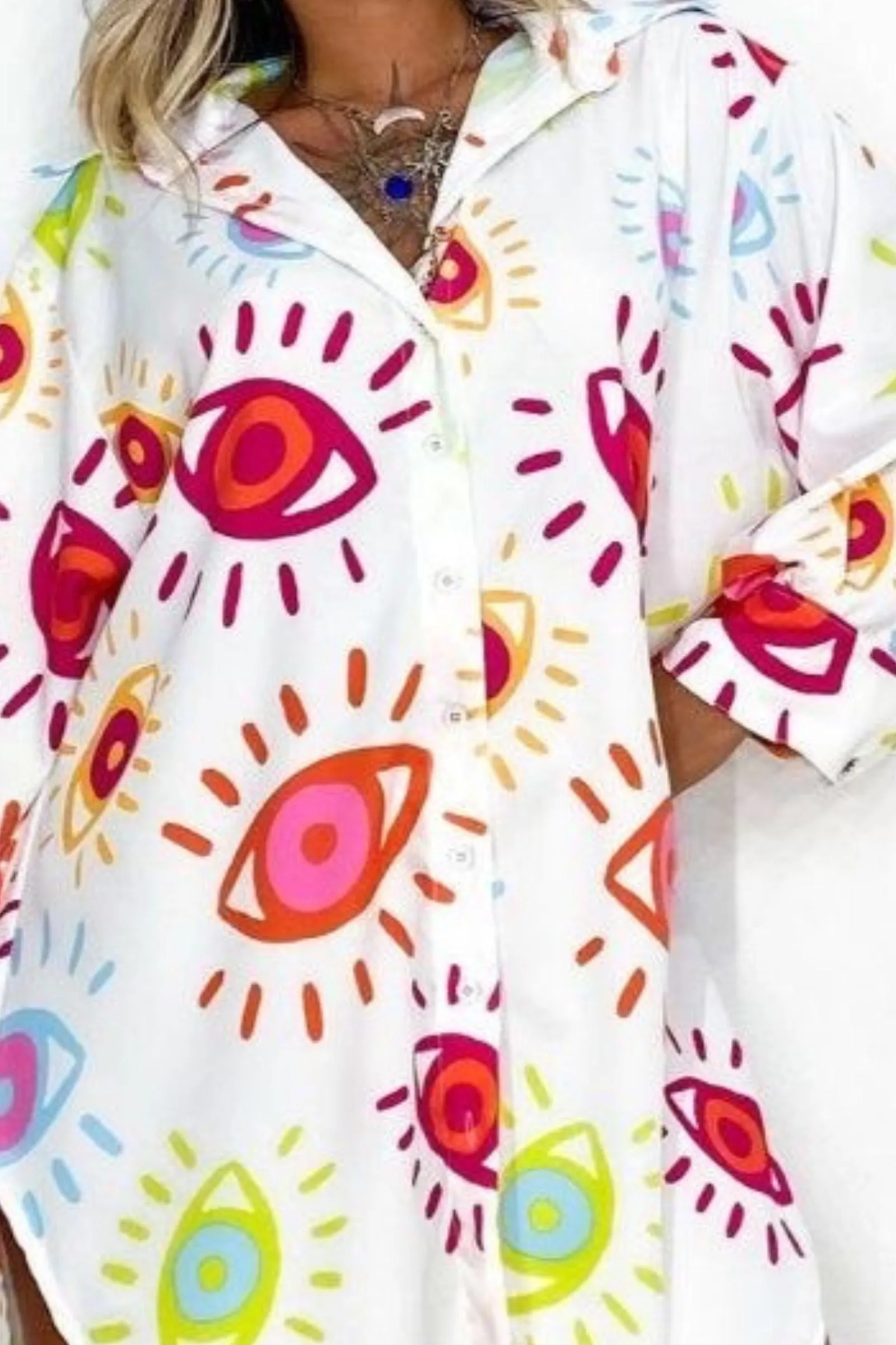 RED  WHITE EVIL EYE SHIRT