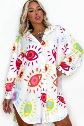 RED  WHITE EVIL EYE SHIRT