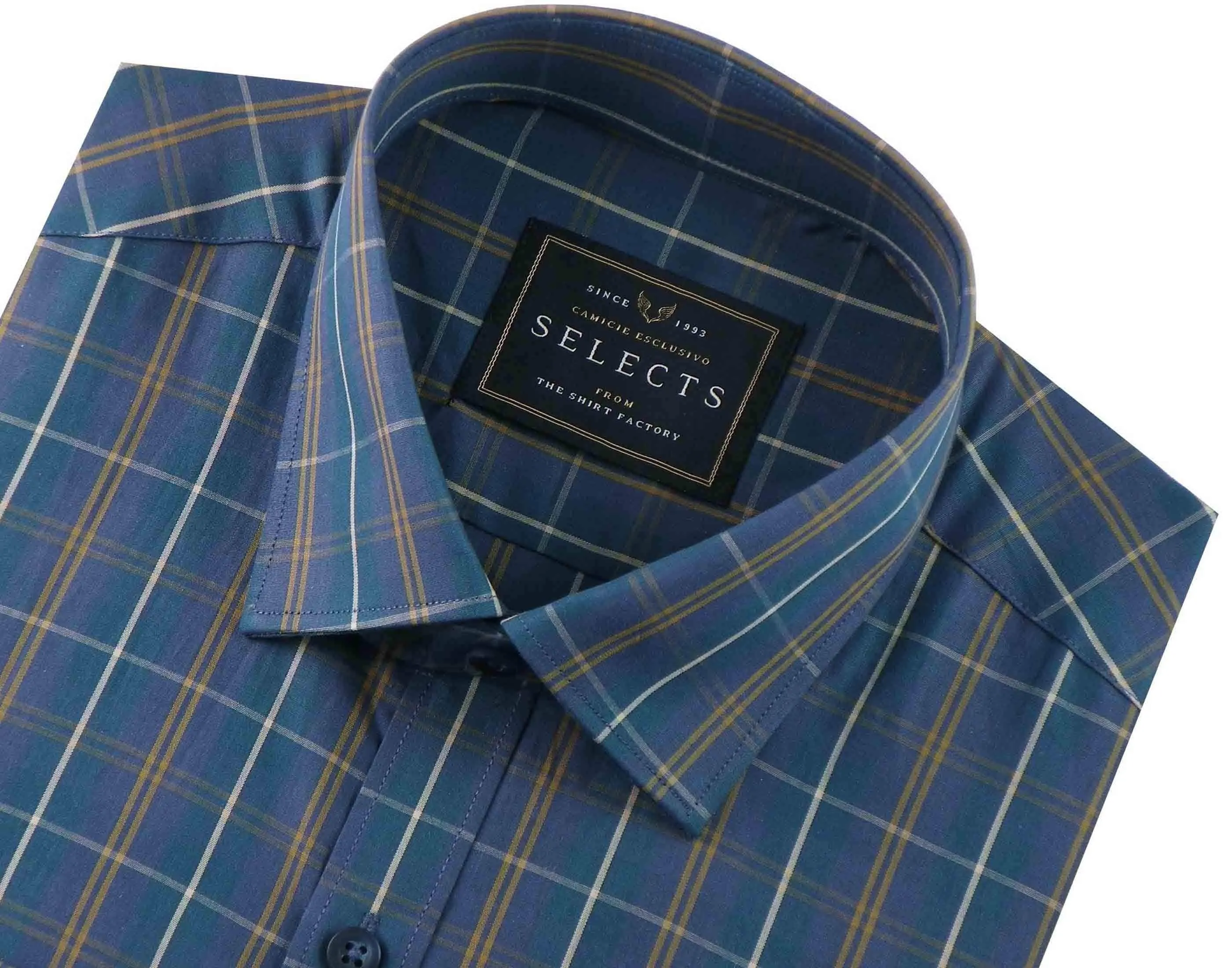 Selects Premium Cotton Check Shirt - Blue (0454)