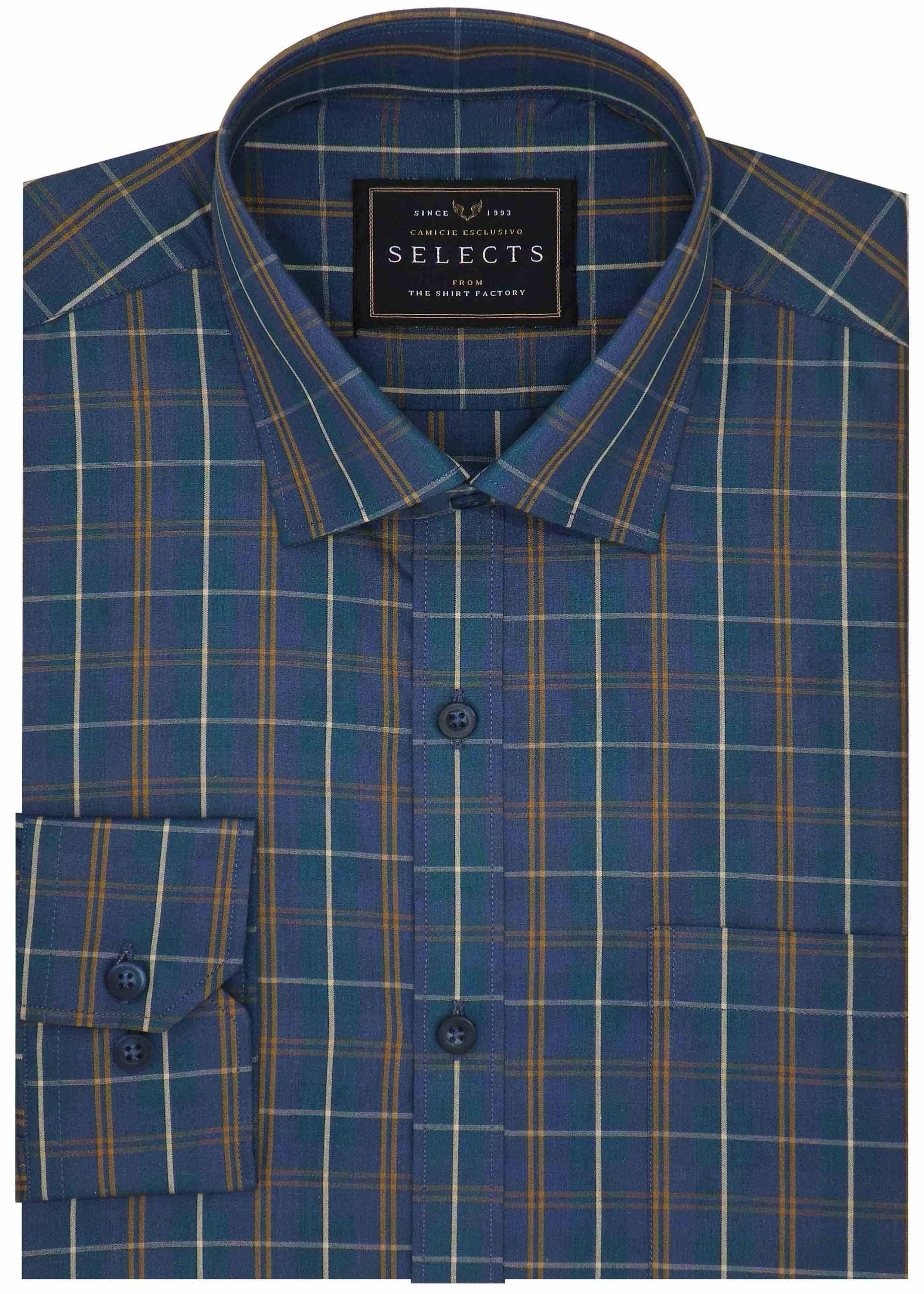 Selects Premium Cotton Check Shirt - Blue (0454)