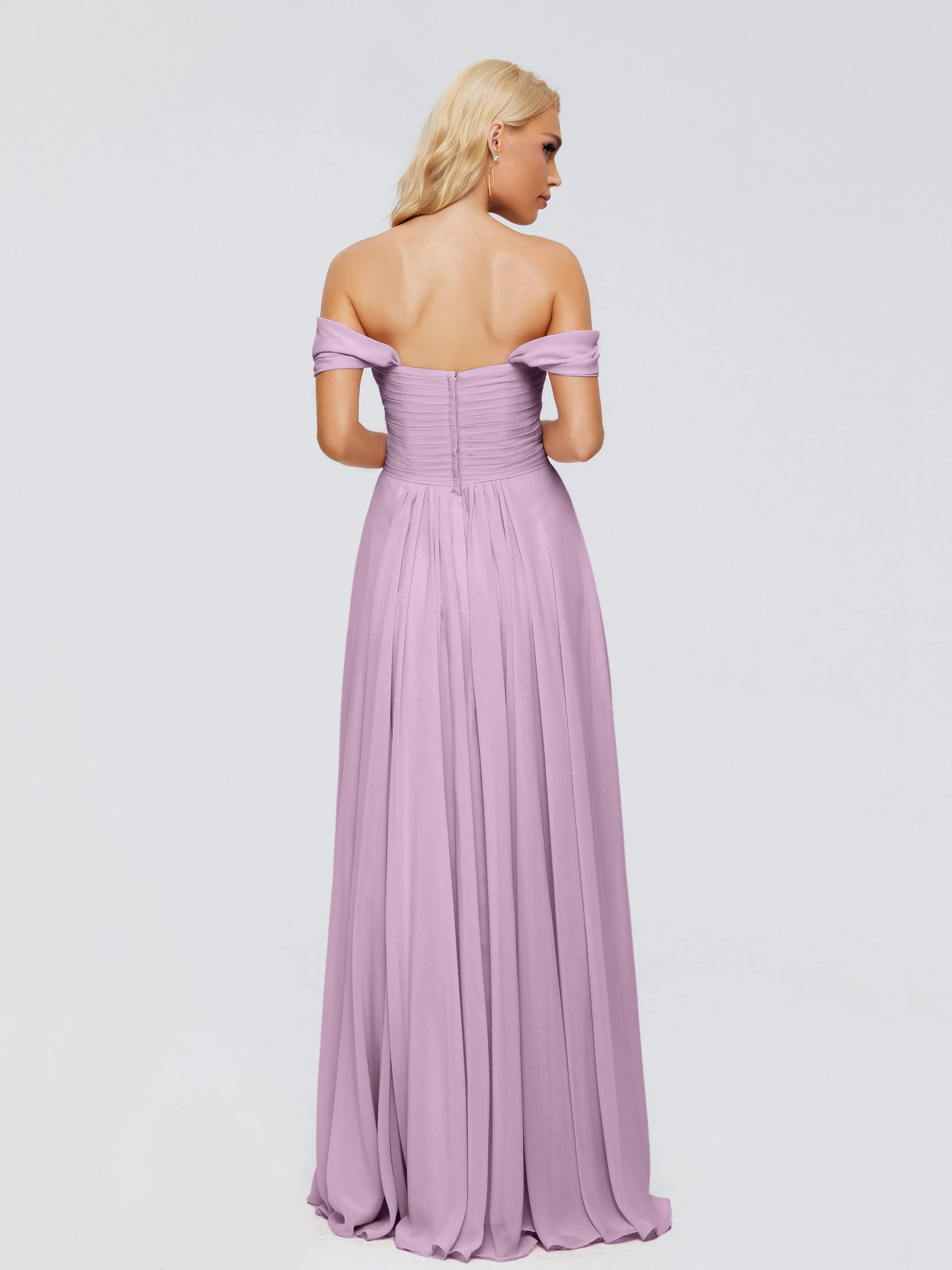Trinity Off-The-Shoulder Chiffon Bridesmaid Dresses