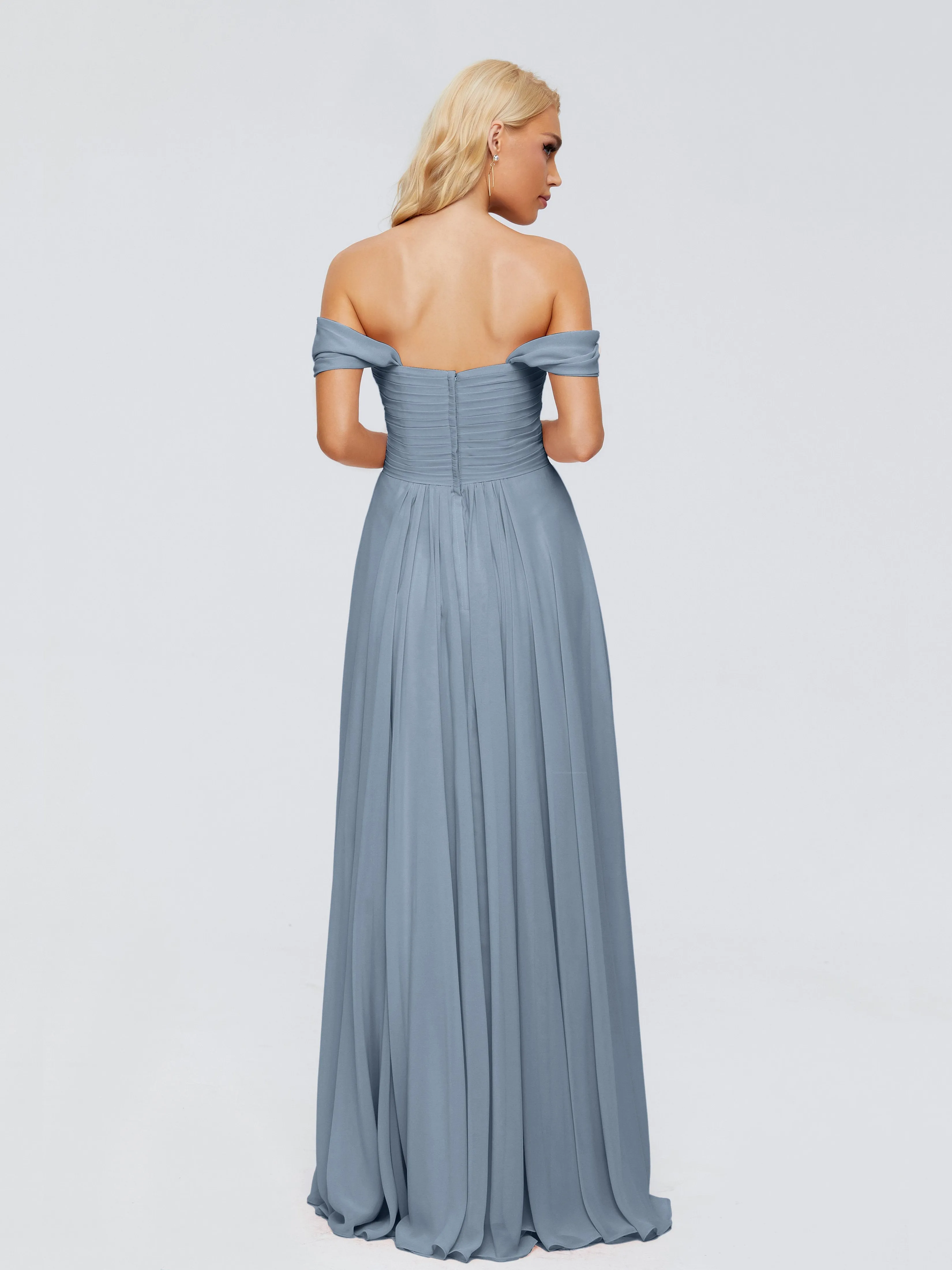 Trinity Off-The-Shoulder Chiffon Bridesmaid Dresses