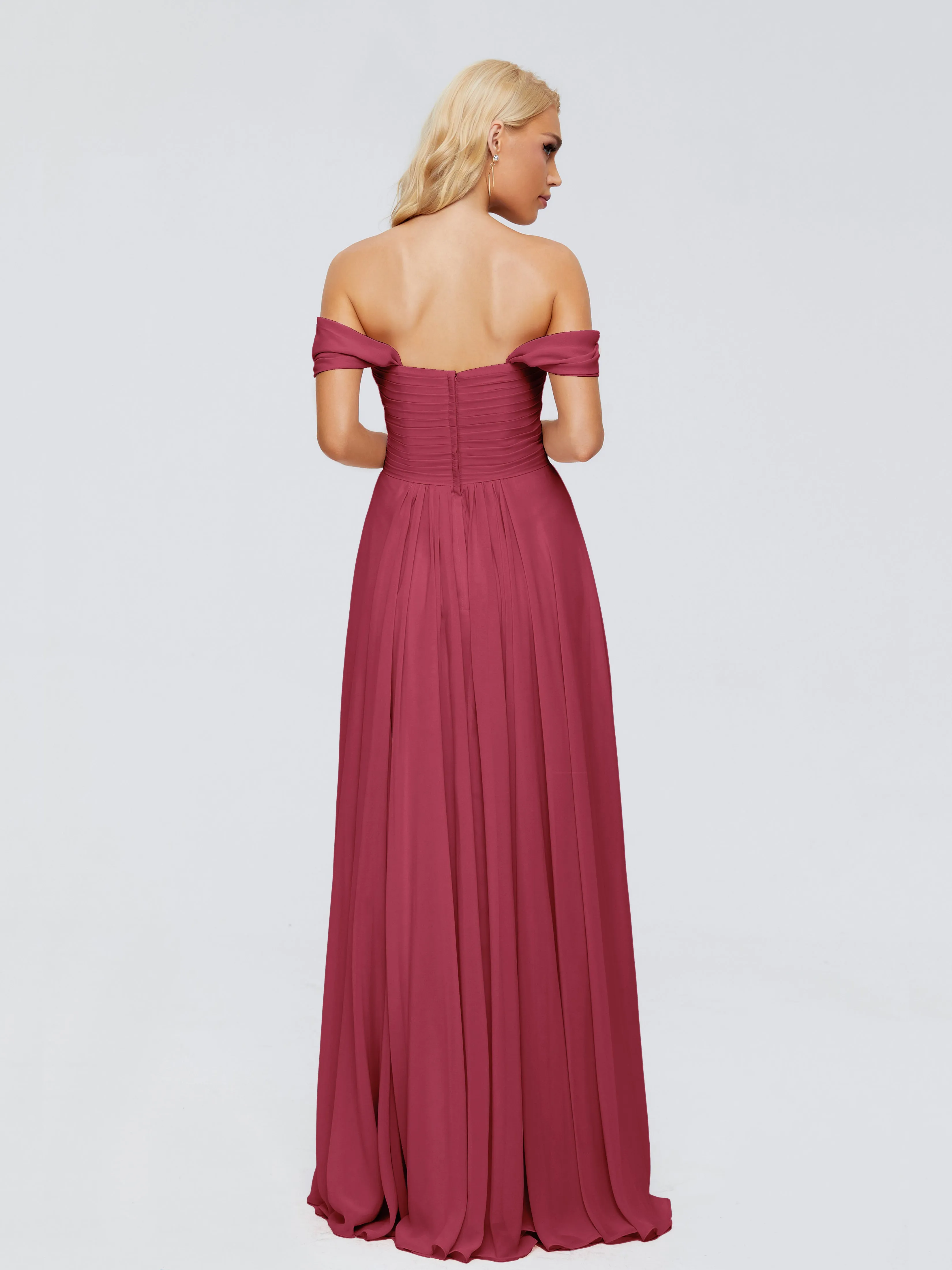 Trinity Off-The-Shoulder Chiffon Bridesmaid Dresses