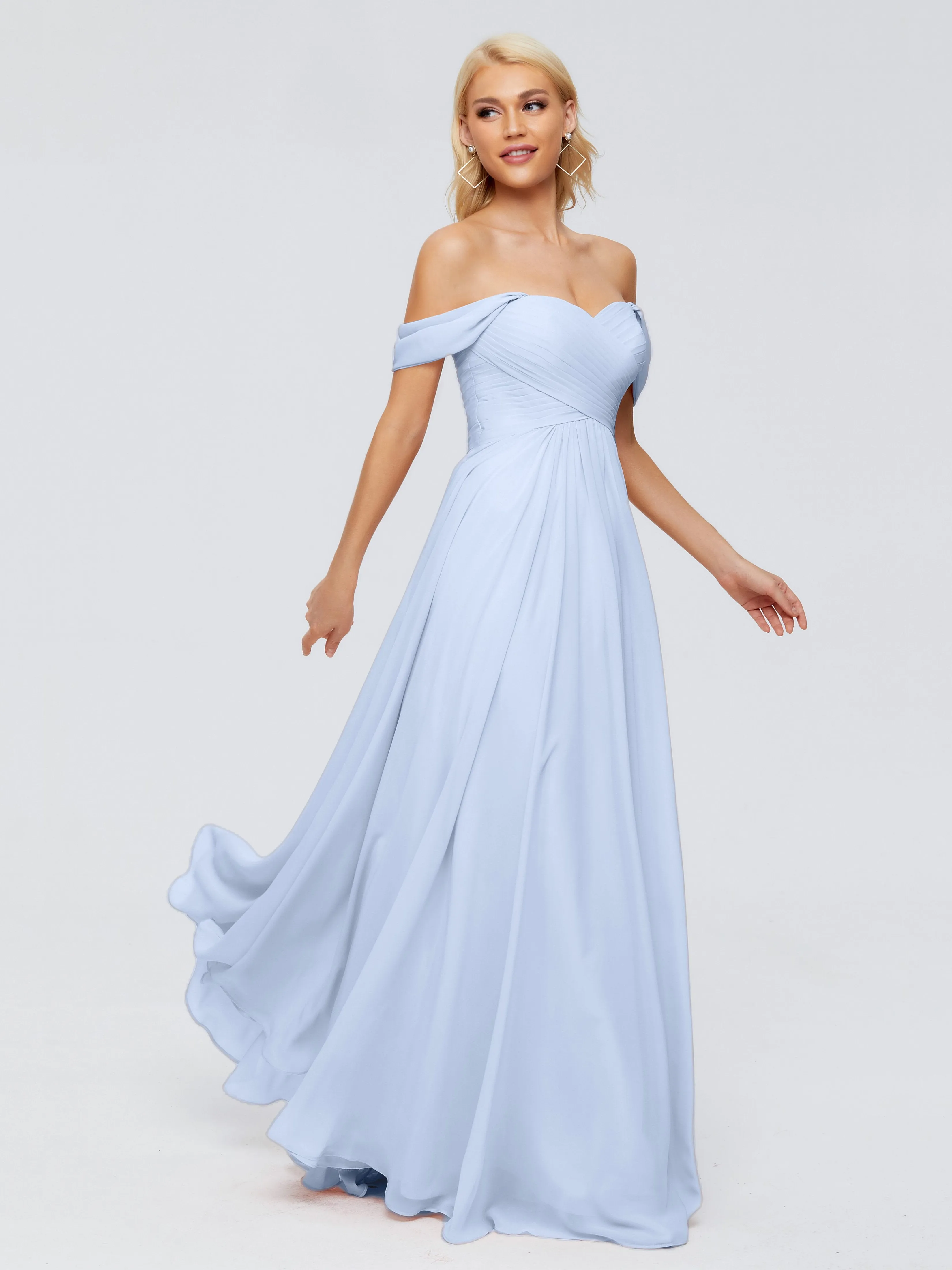 Trinity Off-The-Shoulder Chiffon Bridesmaid Dresses