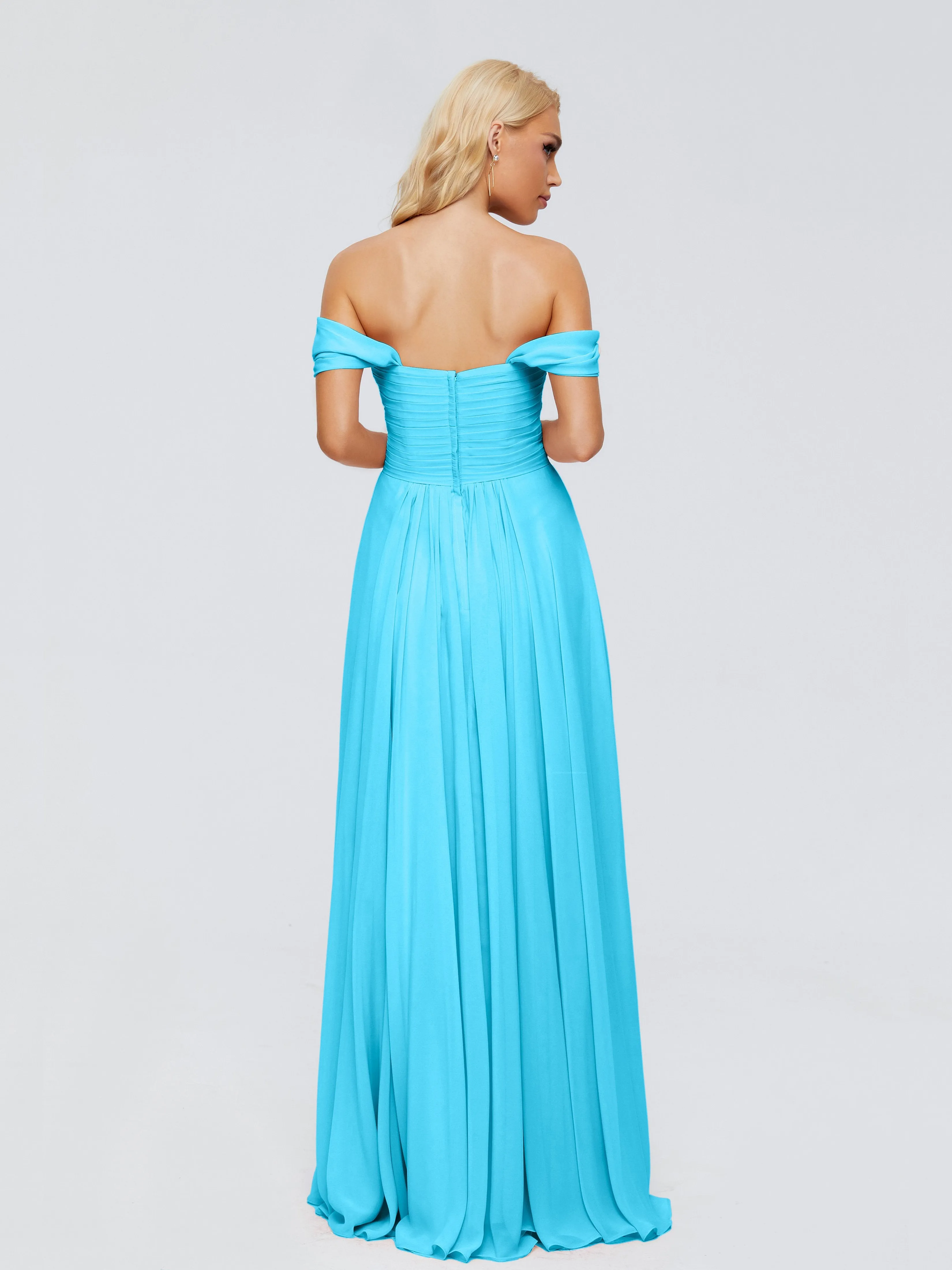 Trinity Off-The-Shoulder Chiffon Bridesmaid Dresses