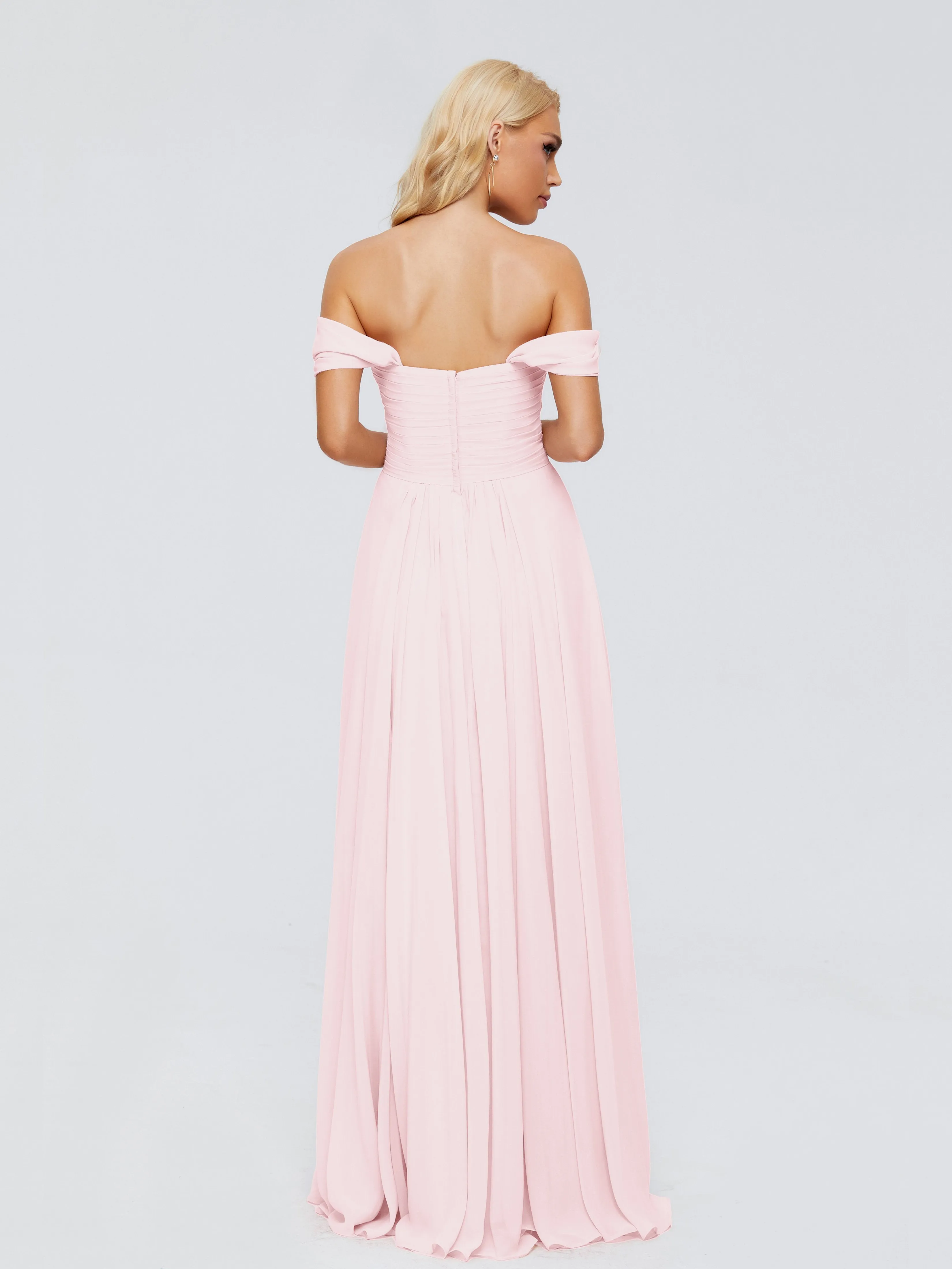 Trinity Off-The-Shoulder Chiffon Bridesmaid Dresses