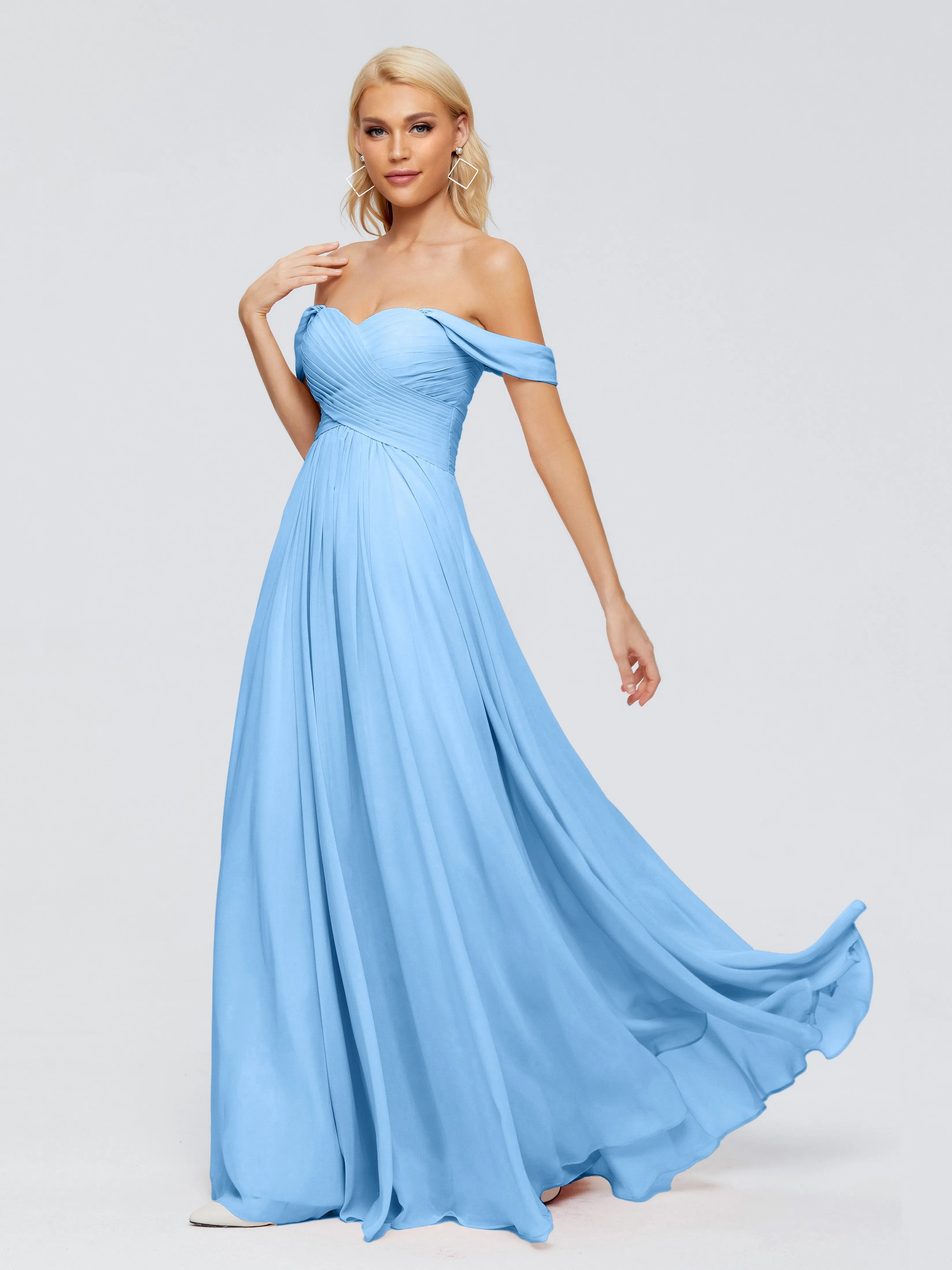 Trinity Off-The-Shoulder Chiffon Bridesmaid Dresses