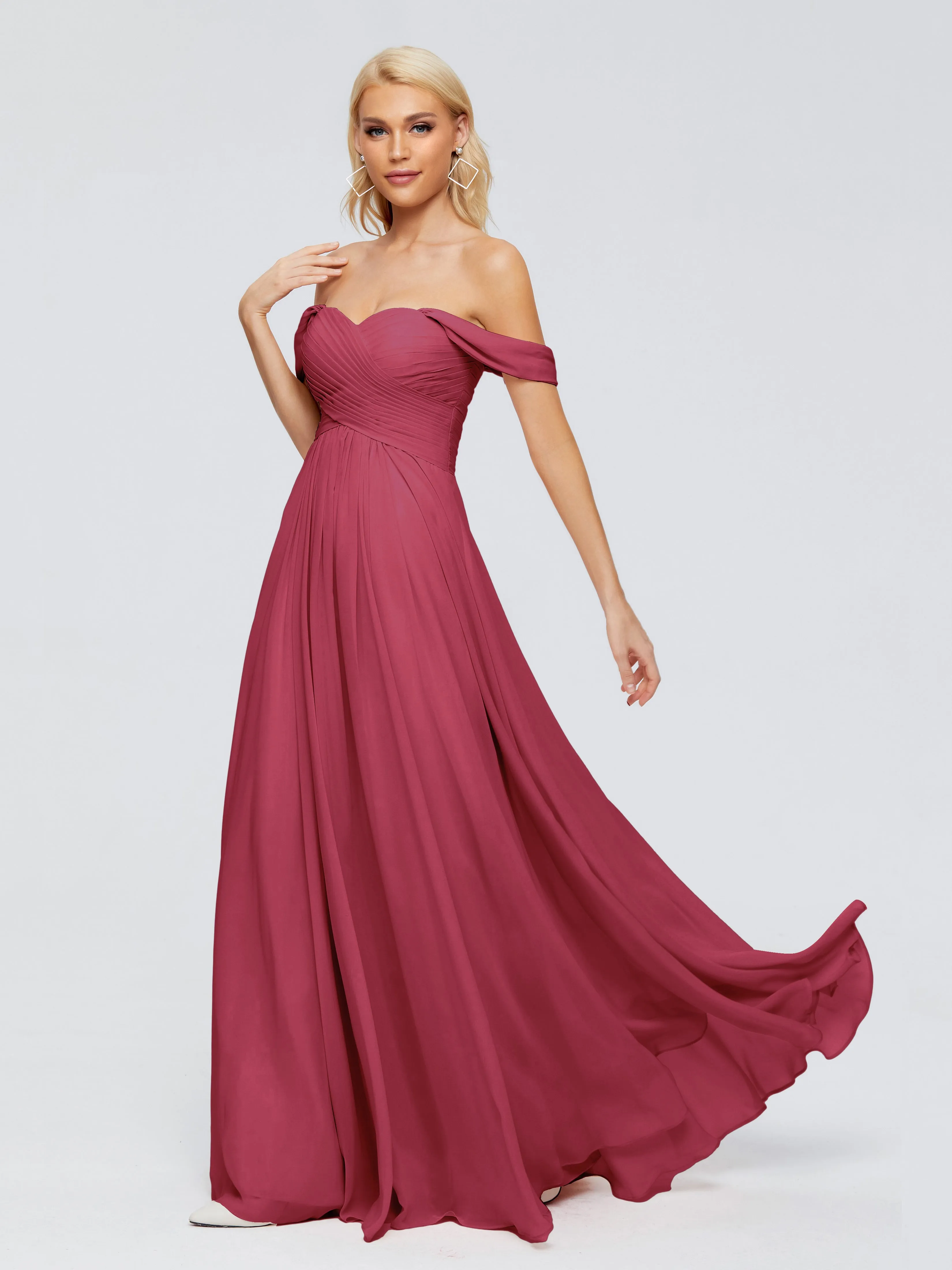 Trinity Off-The-Shoulder Chiffon Bridesmaid Dresses