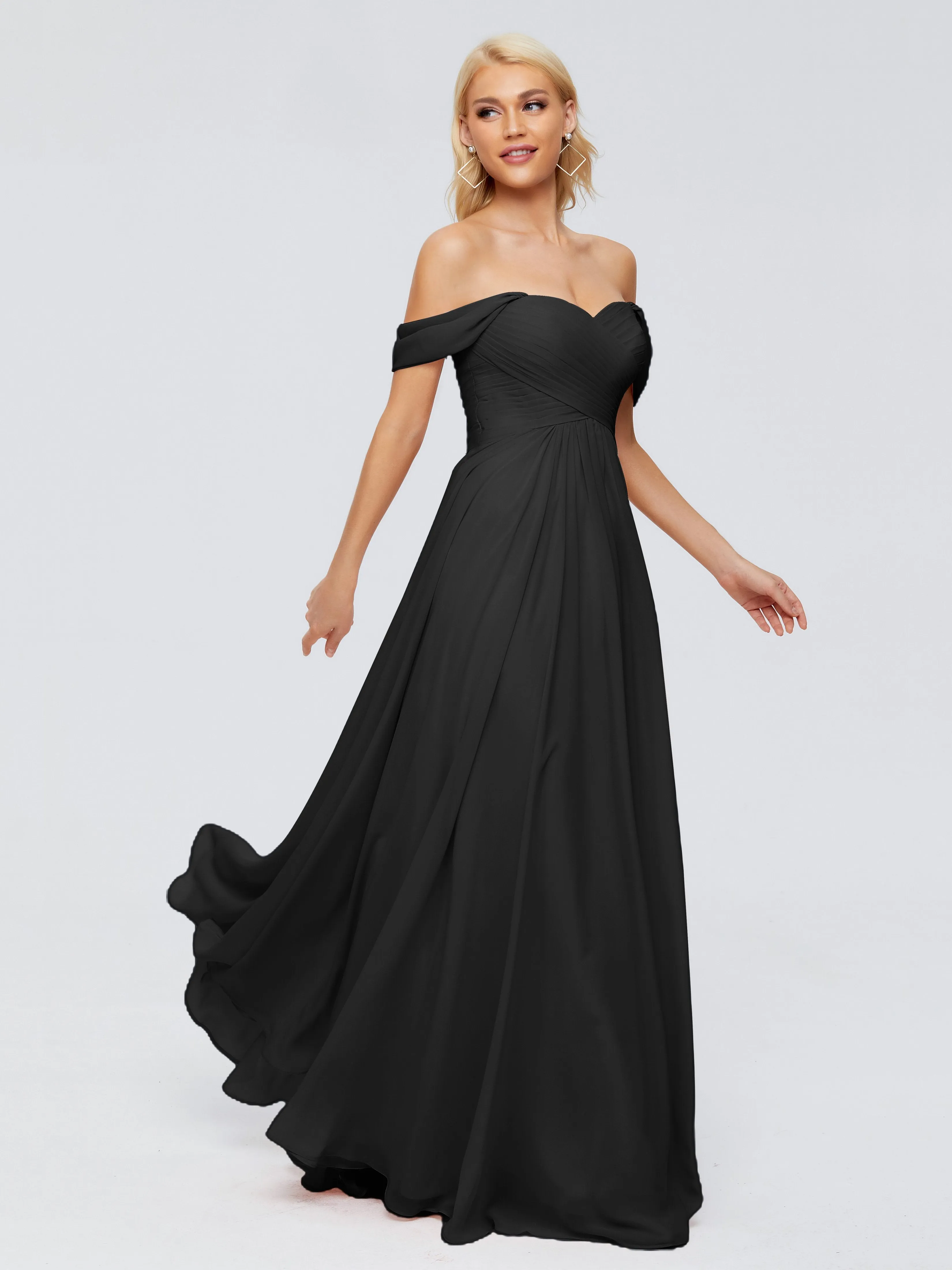 Trinity Off-The-Shoulder Chiffon Bridesmaid Dresses