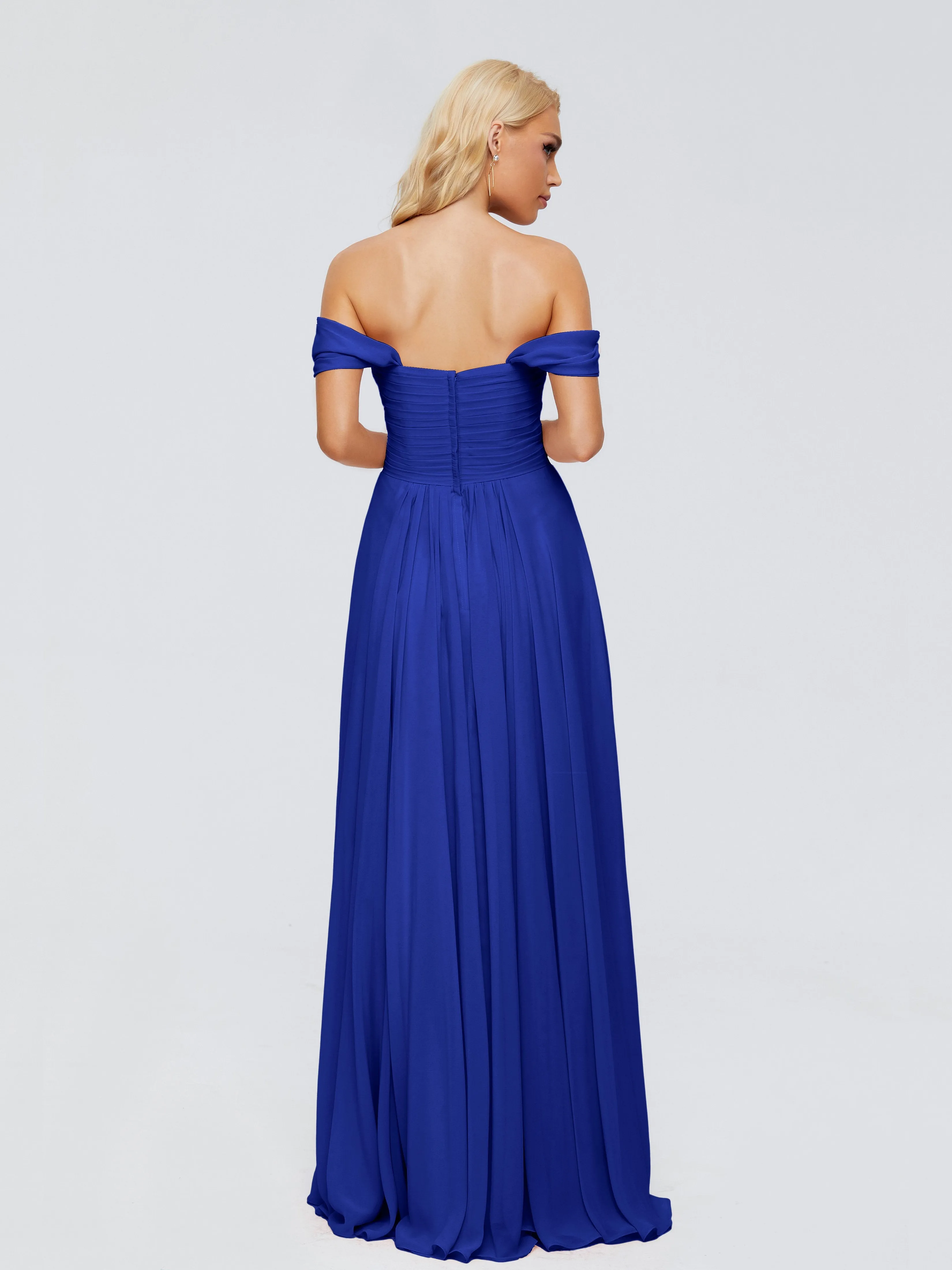 Trinity Off-The-Shoulder Chiffon Bridesmaid Dresses