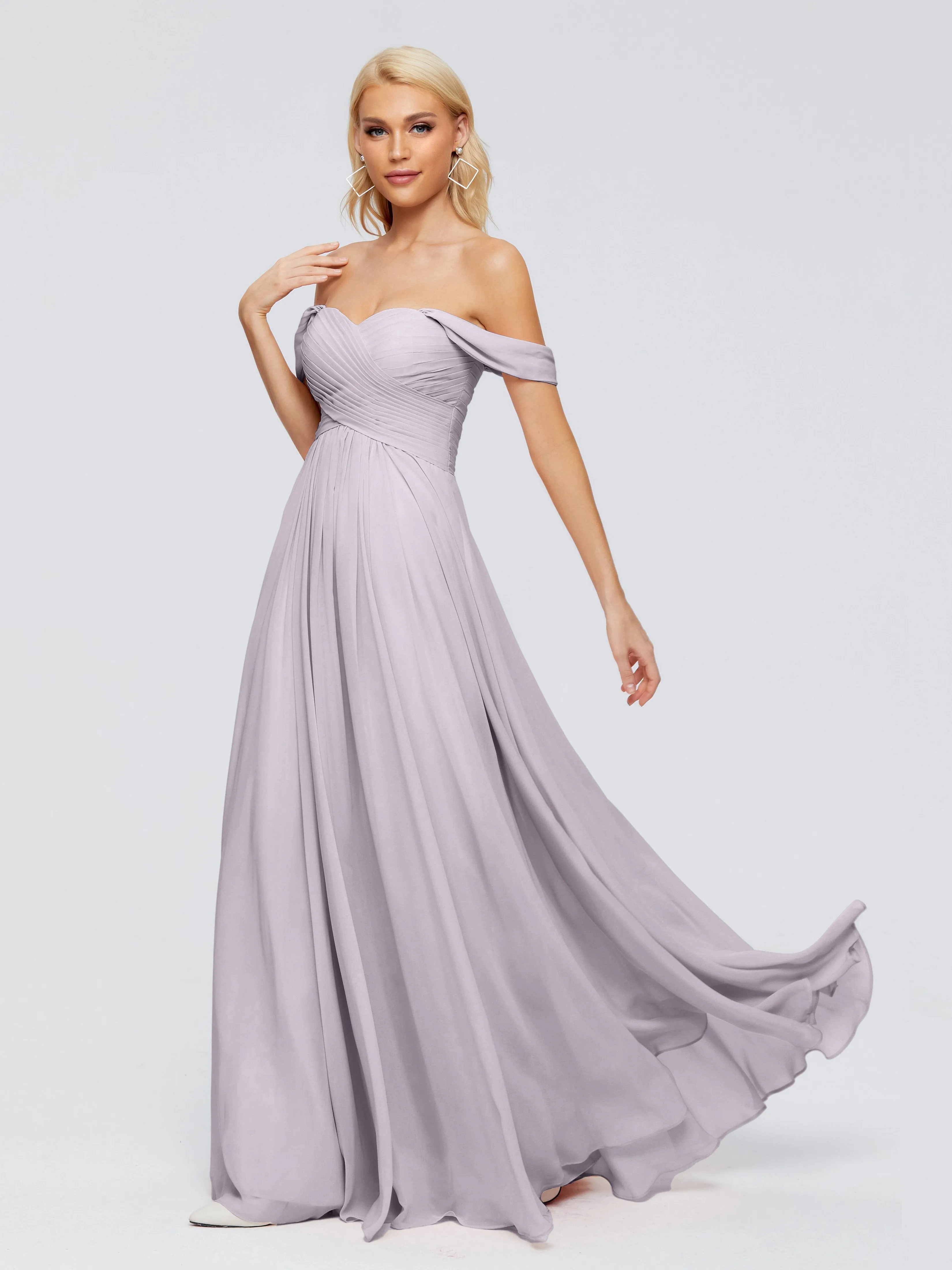 Trinity Off-The-Shoulder Chiffon Bridesmaid Dresses