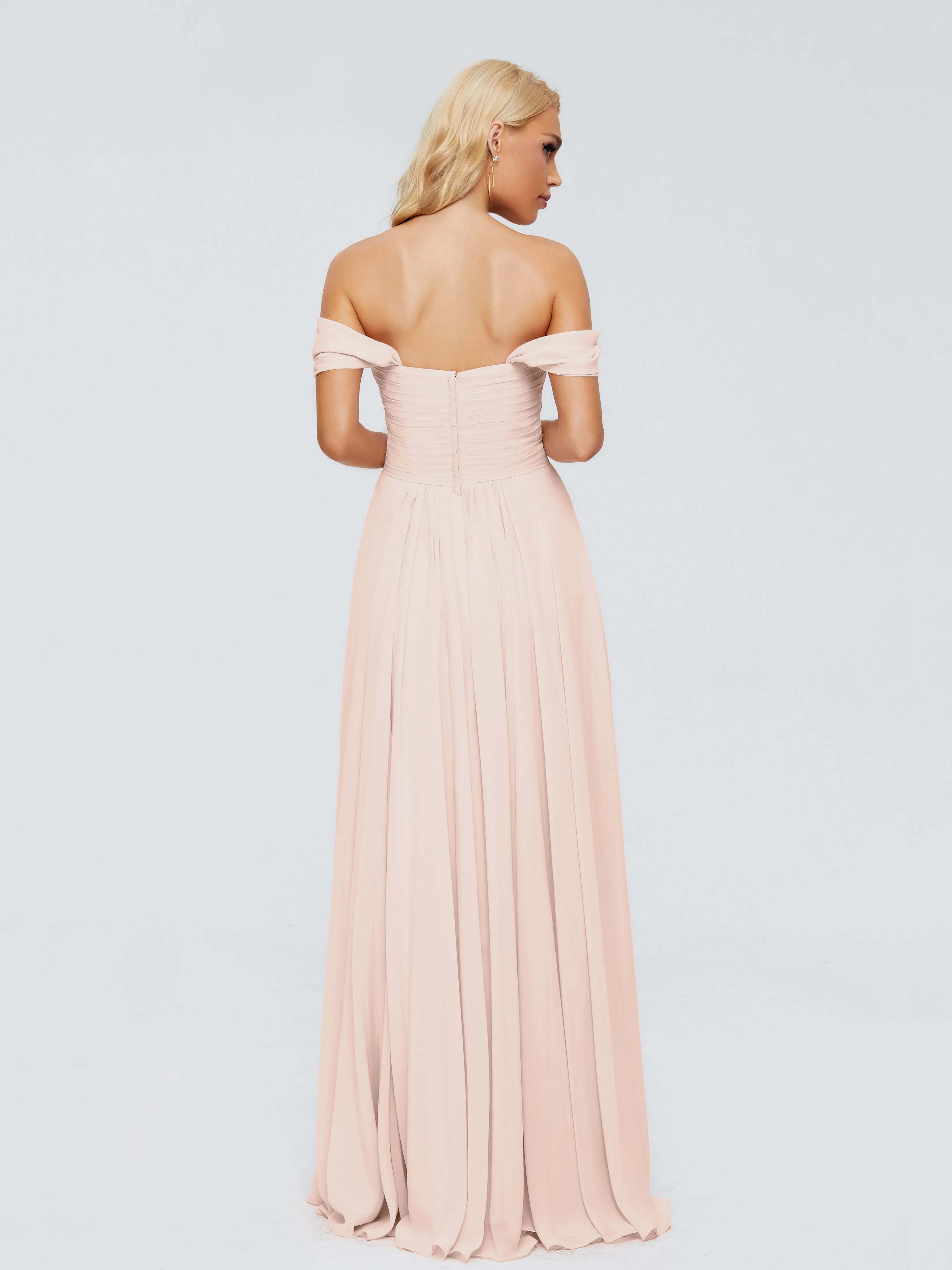 Trinity Off-The-Shoulder Chiffon Bridesmaid Dresses
