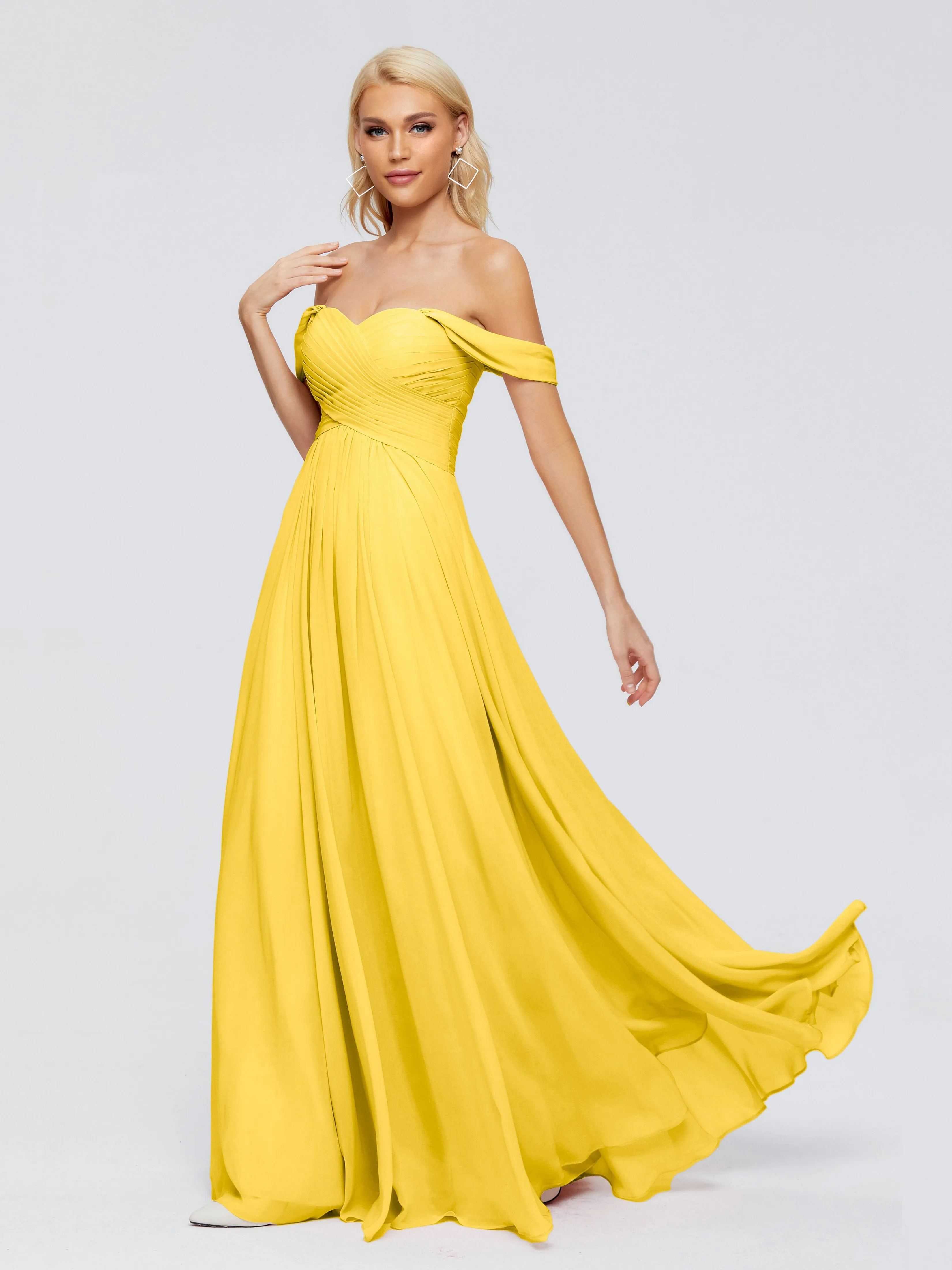 Trinity Off-The-Shoulder Chiffon Bridesmaid Dresses