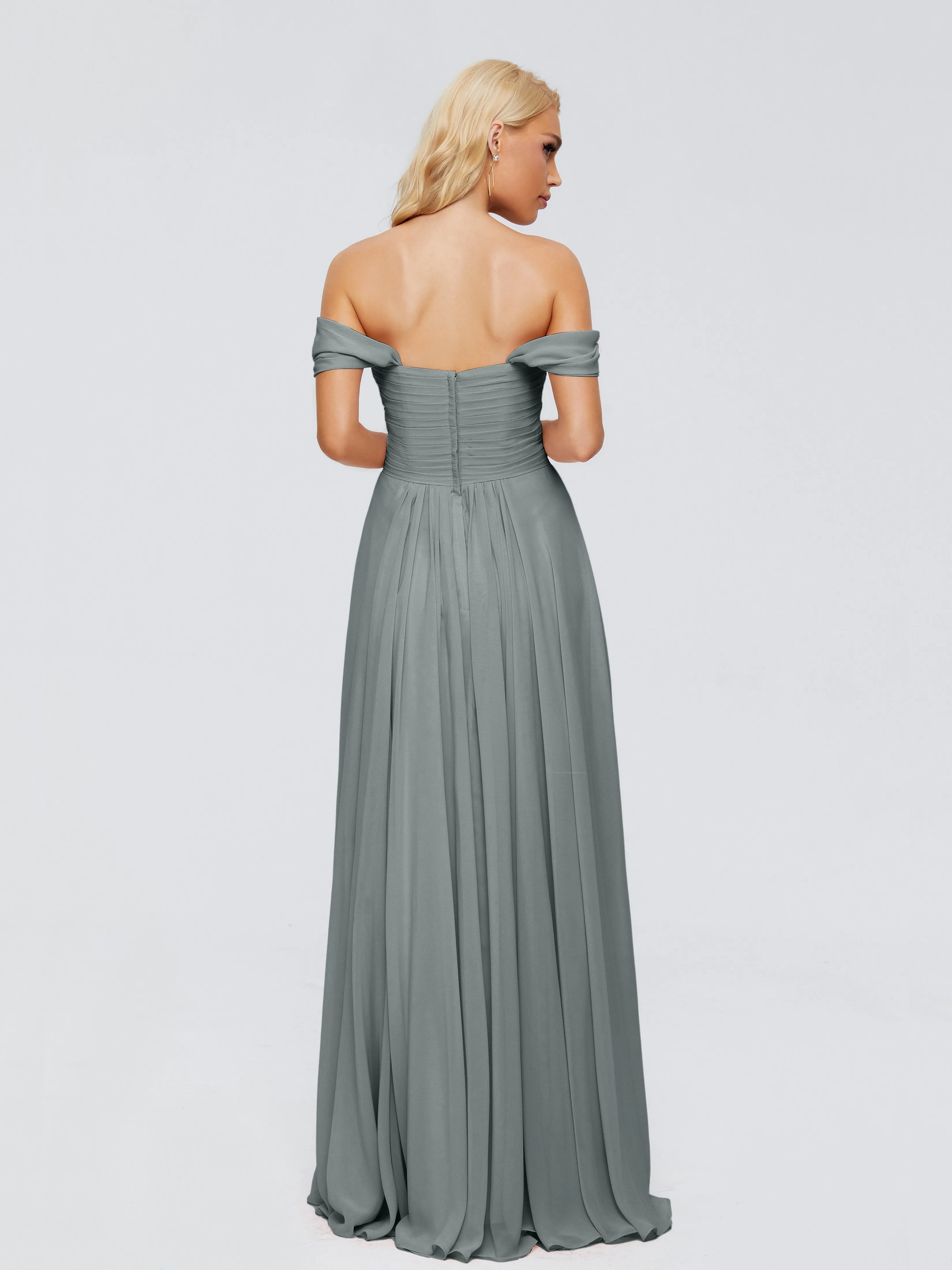Trinity Off-The-Shoulder Chiffon Bridesmaid Dresses