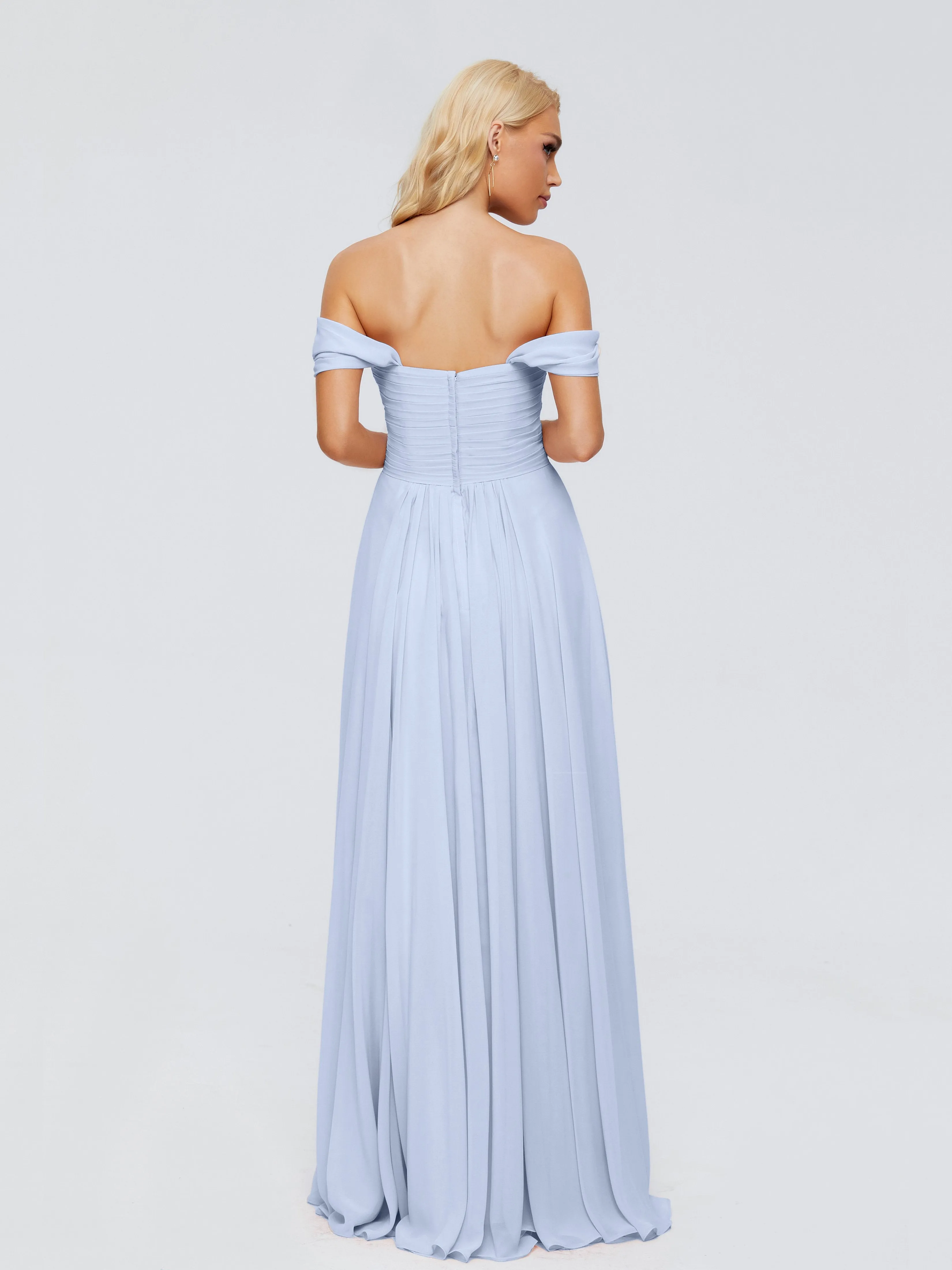 Trinity Off-The-Shoulder Chiffon Bridesmaid Dresses