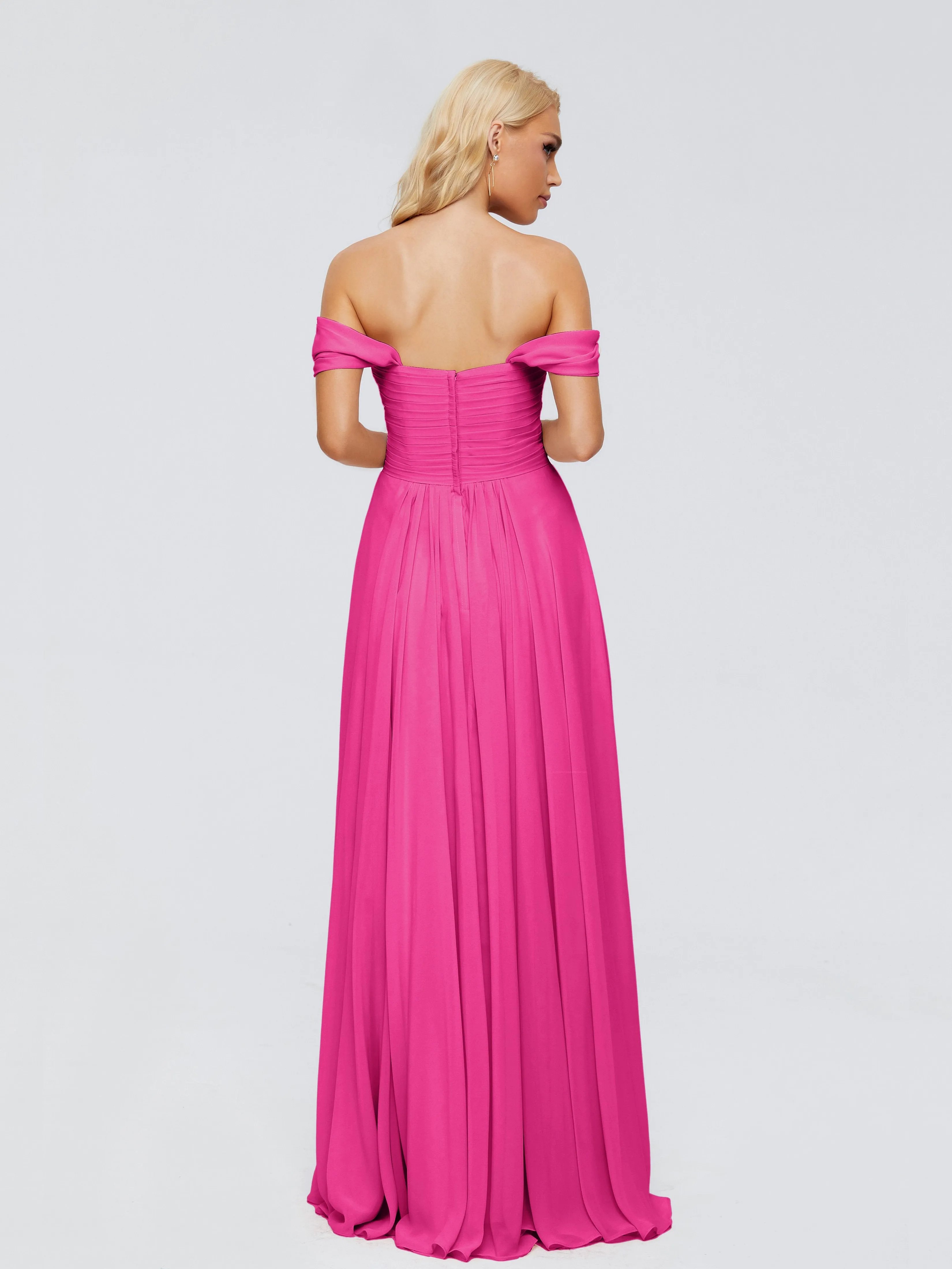 Trinity Off-The-Shoulder Chiffon Bridesmaid Dresses