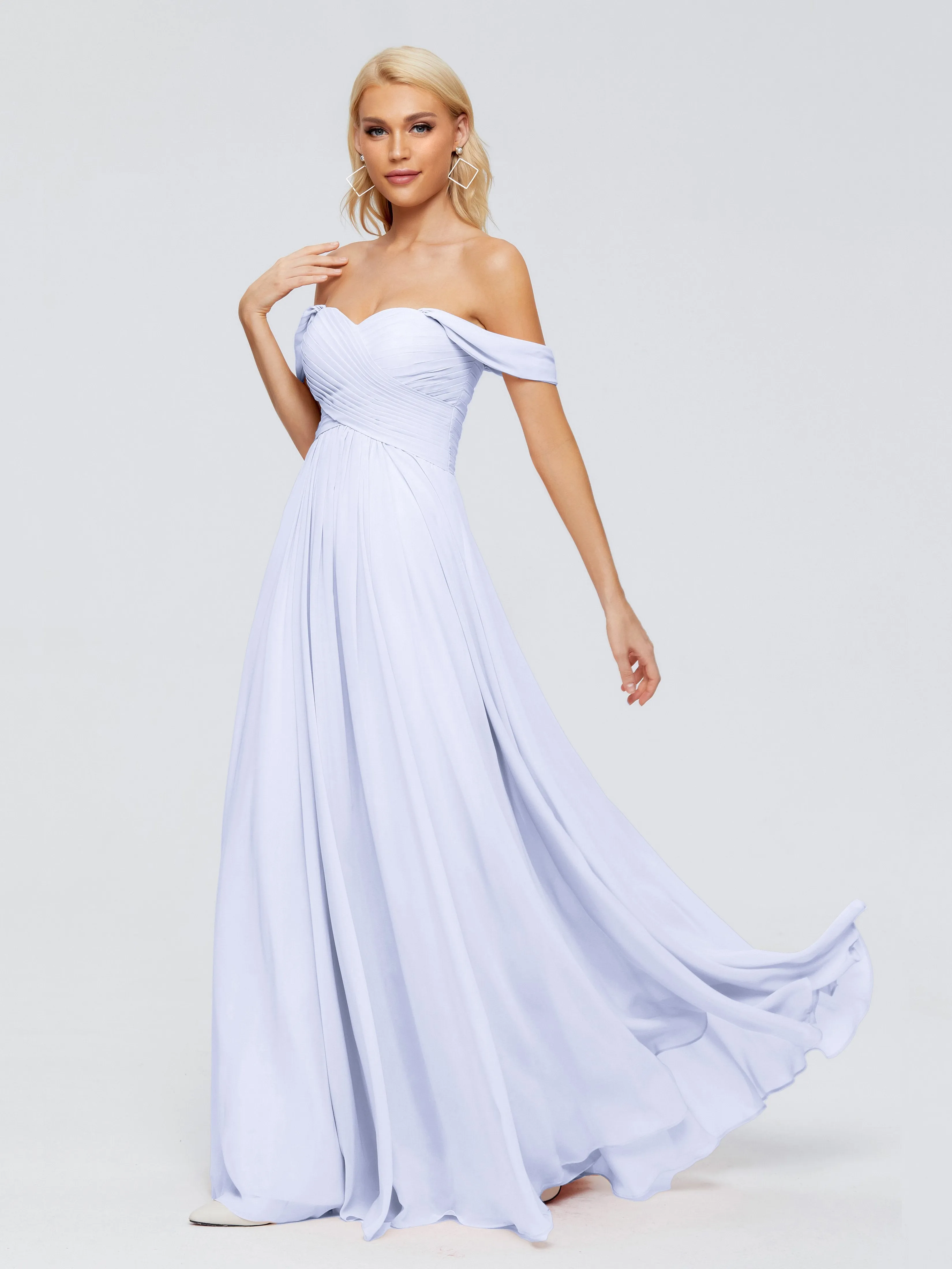 Trinity Off-The-Shoulder Chiffon Bridesmaid Dresses