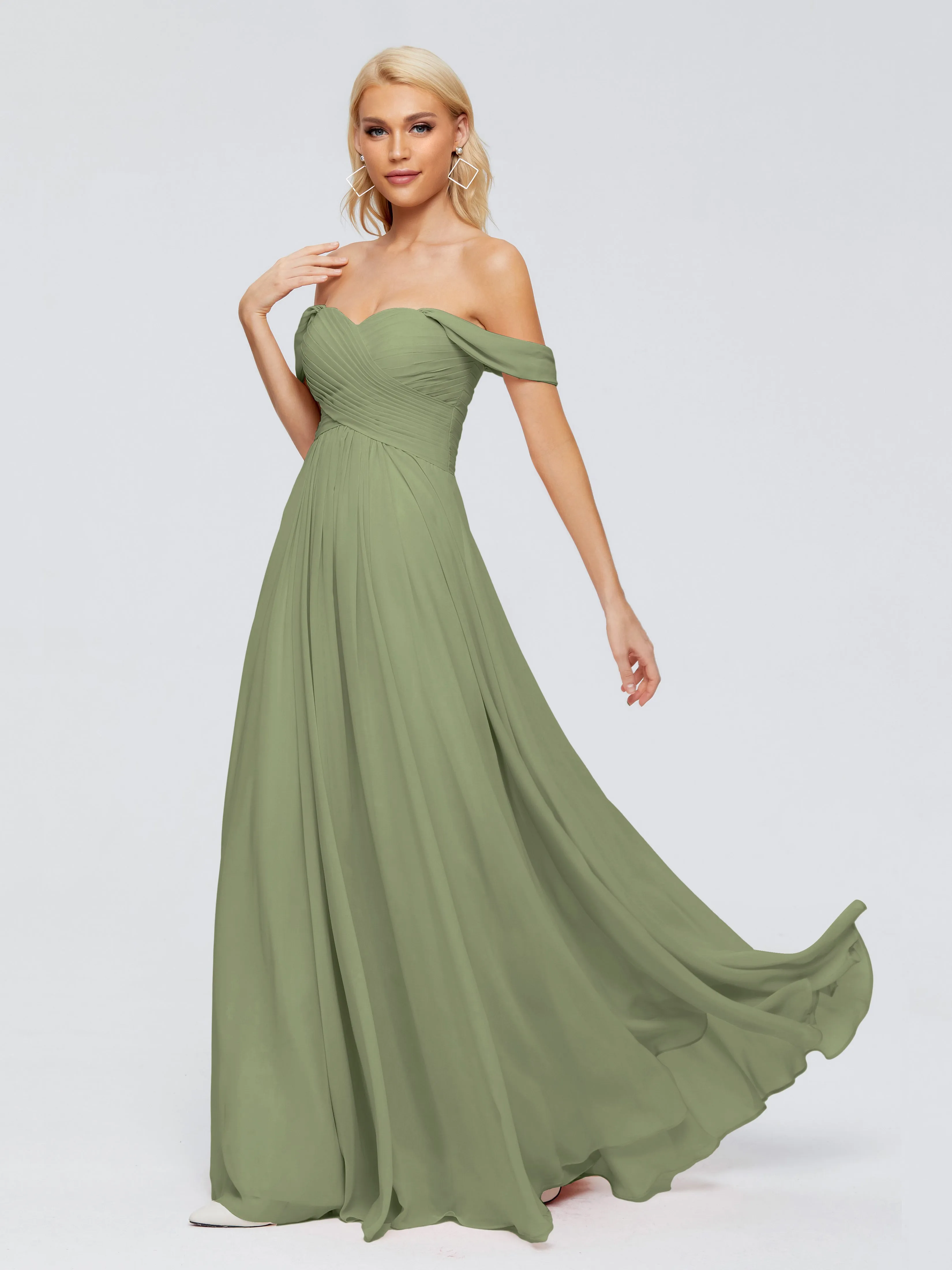 Trinity Off-The-Shoulder Chiffon Bridesmaid Dresses