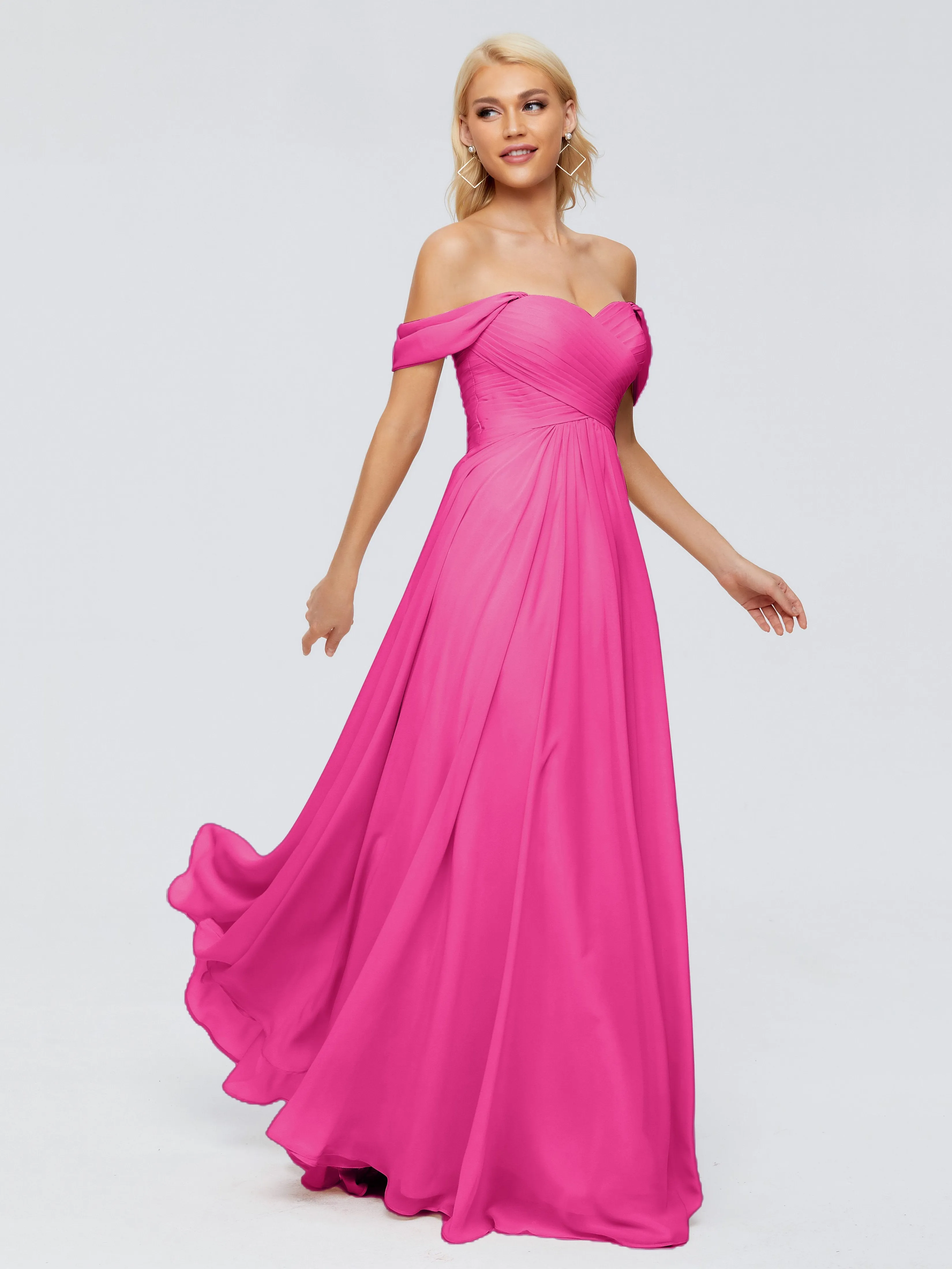 Trinity Off-The-Shoulder Chiffon Bridesmaid Dresses