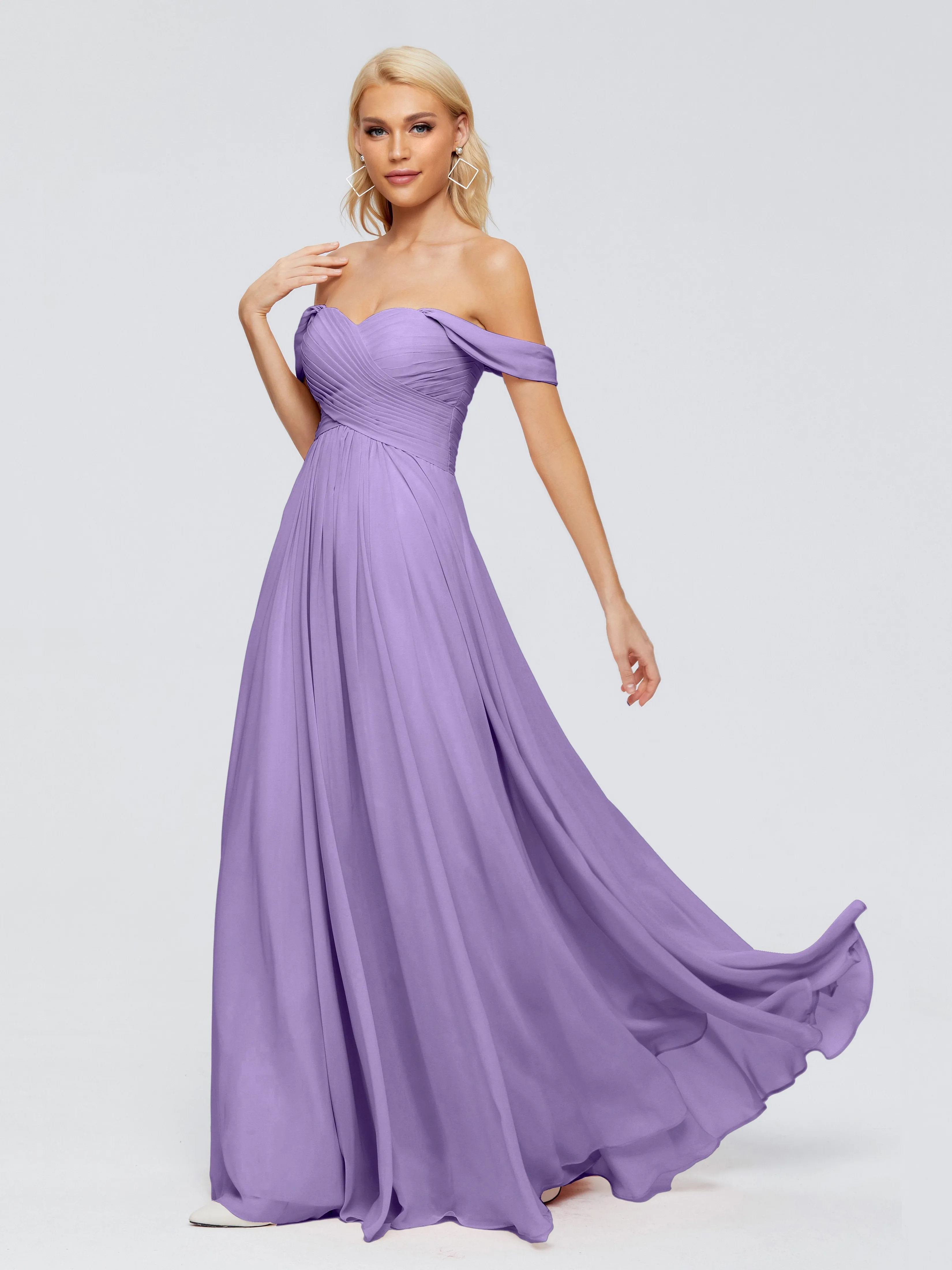 Trinity Off-The-Shoulder Chiffon Bridesmaid Dresses