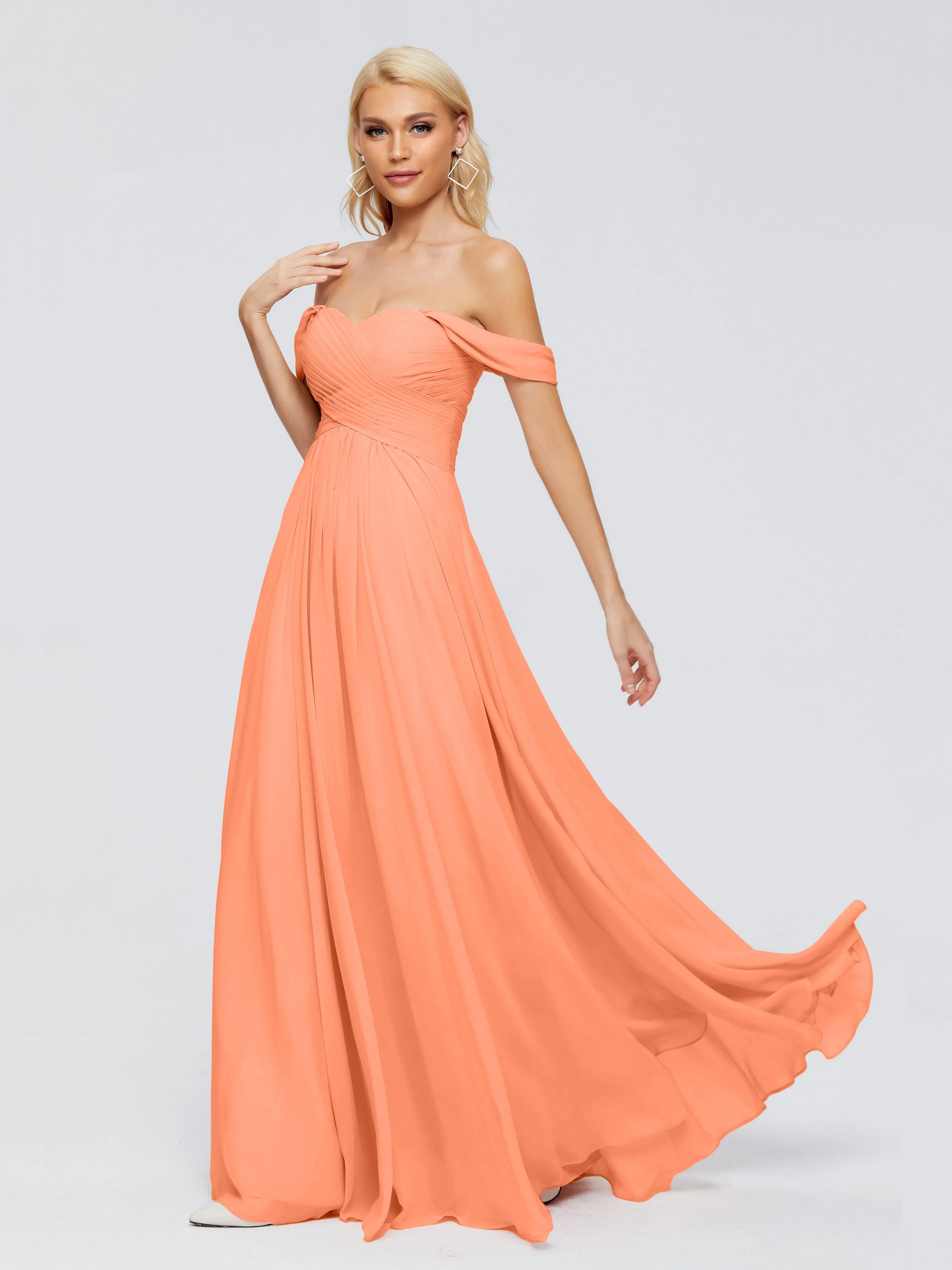 Trinity Off-The-Shoulder Chiffon Bridesmaid Dresses