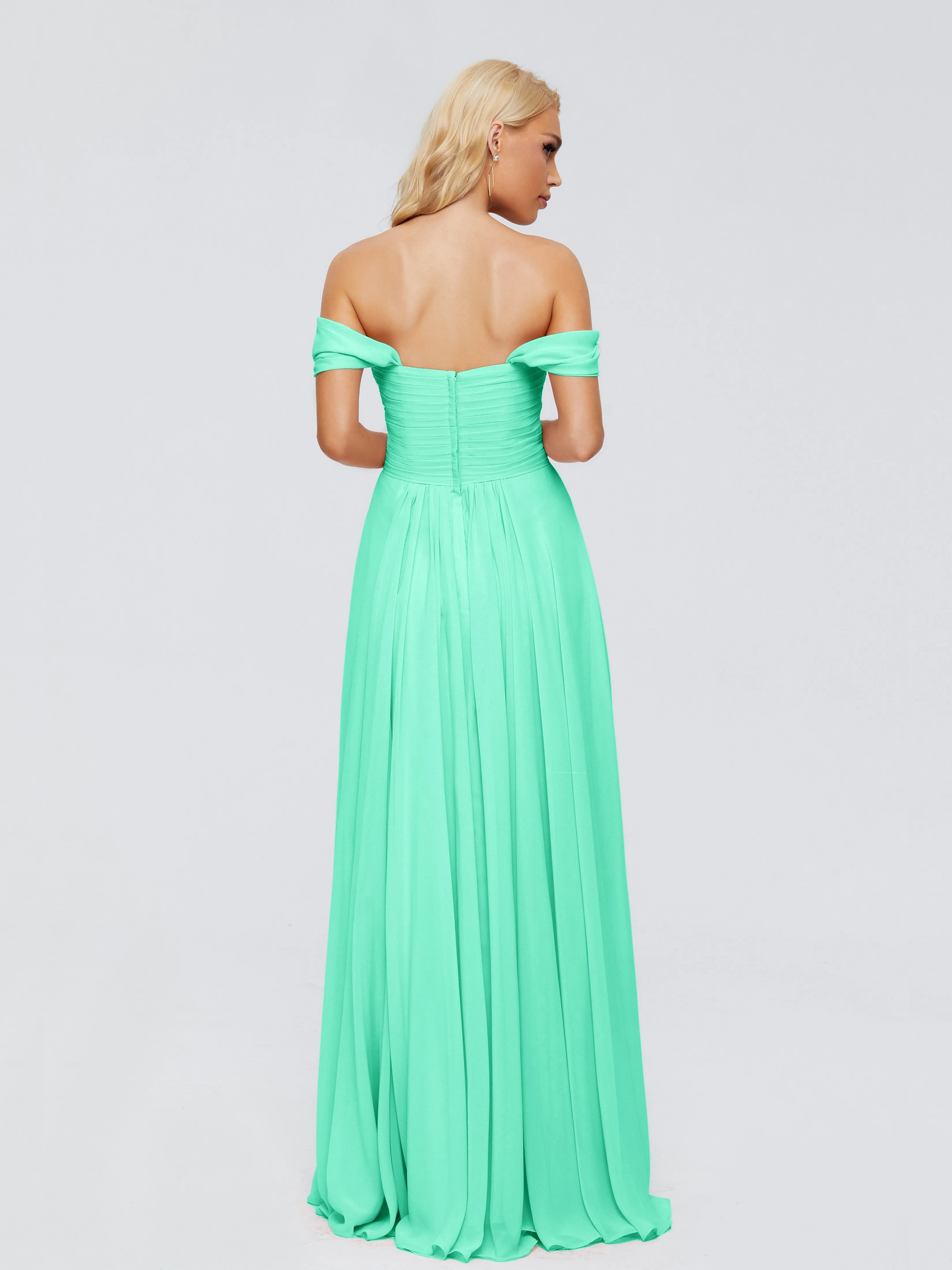 Trinity Off-The-Shoulder Chiffon Bridesmaid Dresses