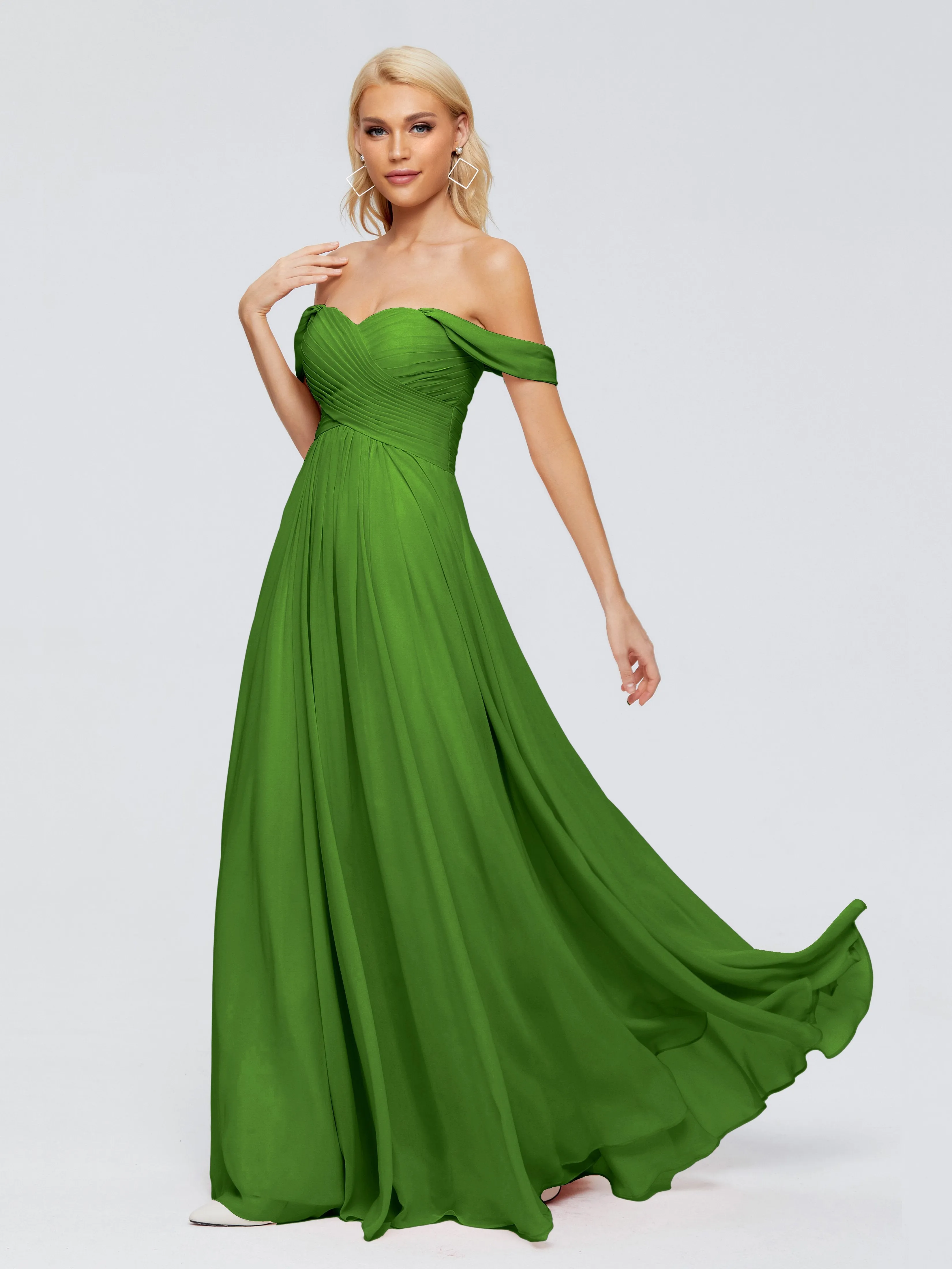 Trinity Off-The-Shoulder Chiffon Bridesmaid Dresses