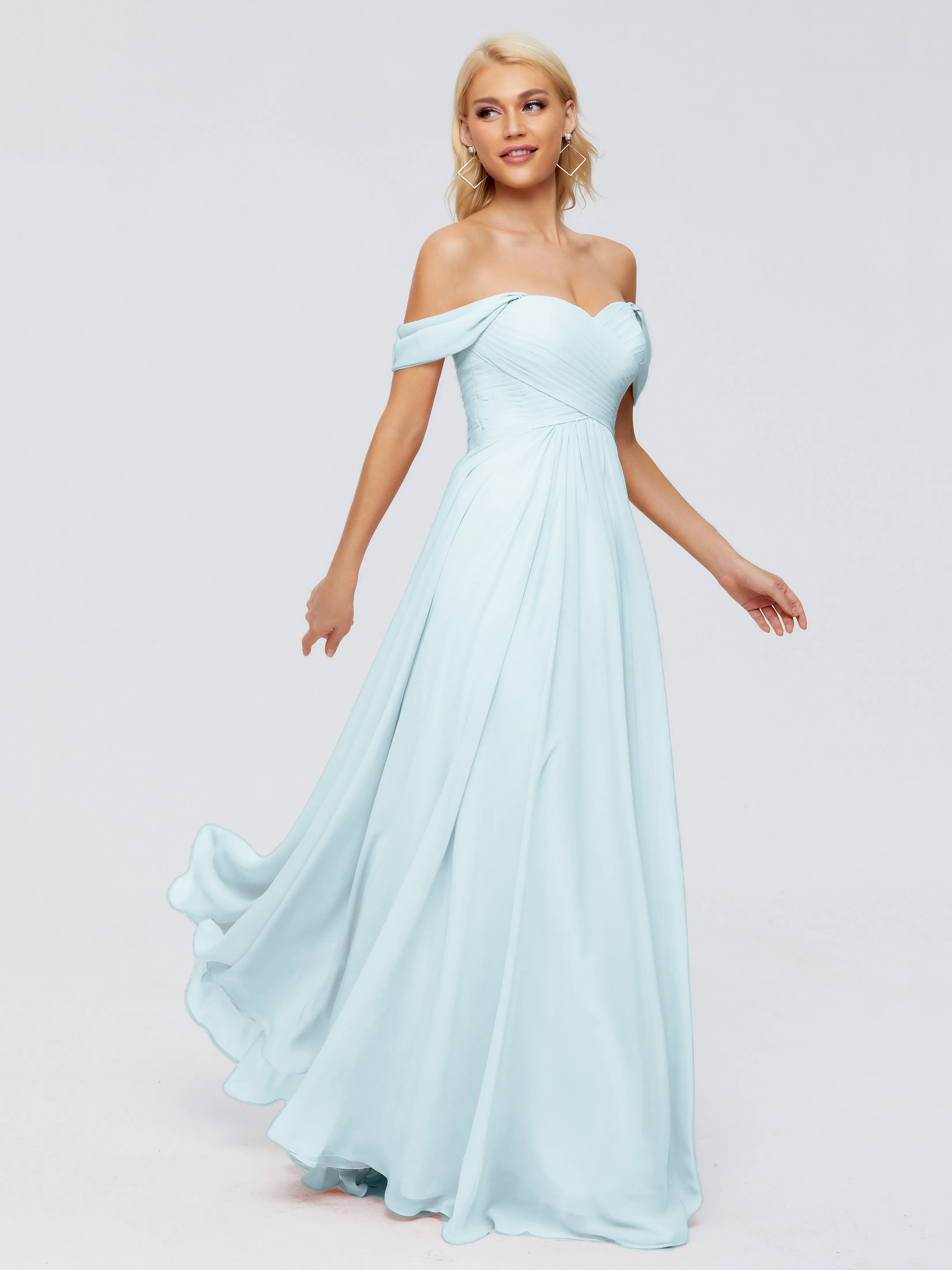 Trinity Off-The-Shoulder Chiffon Bridesmaid Dresses