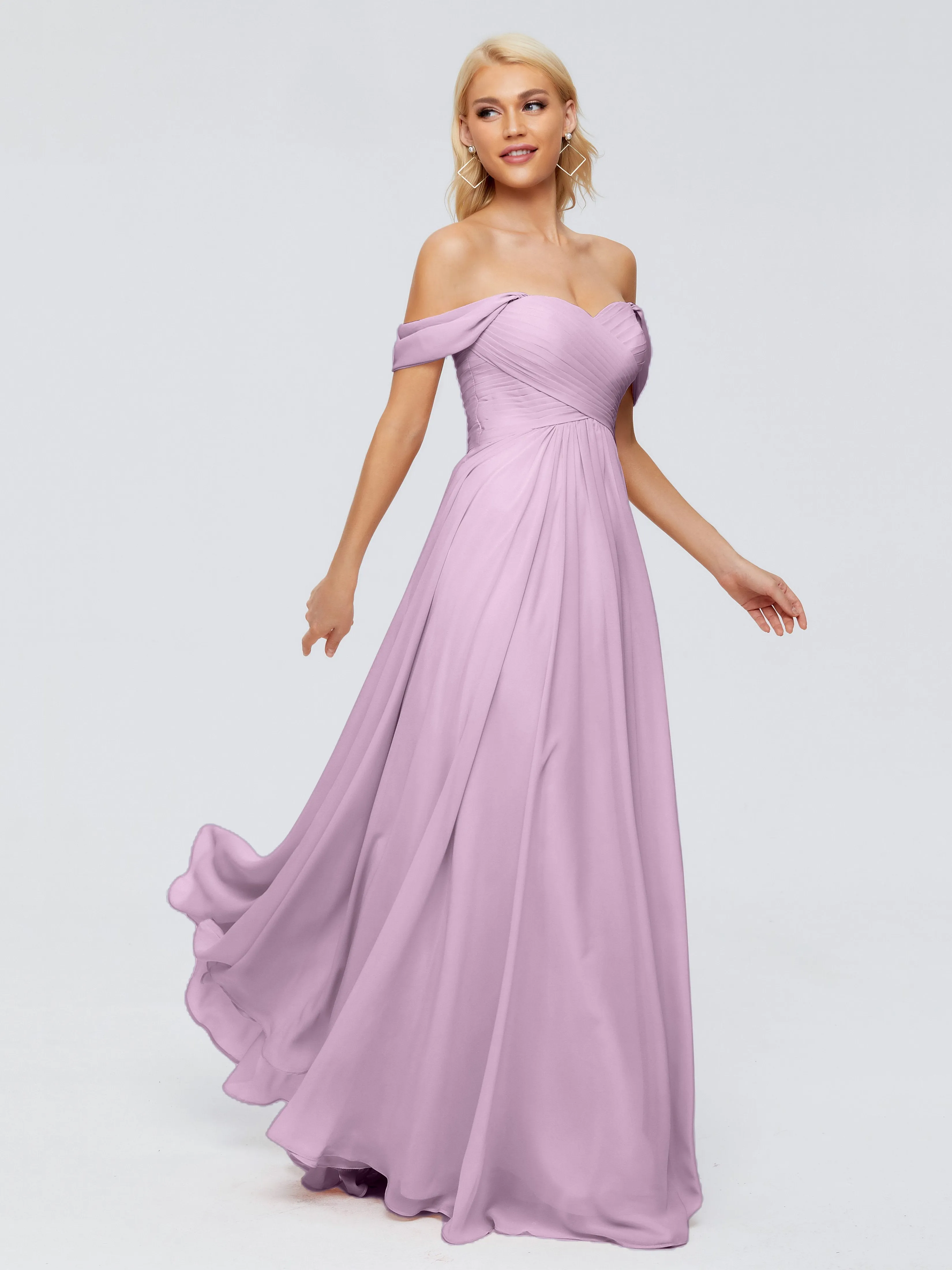 Trinity Off-The-Shoulder Chiffon Bridesmaid Dresses