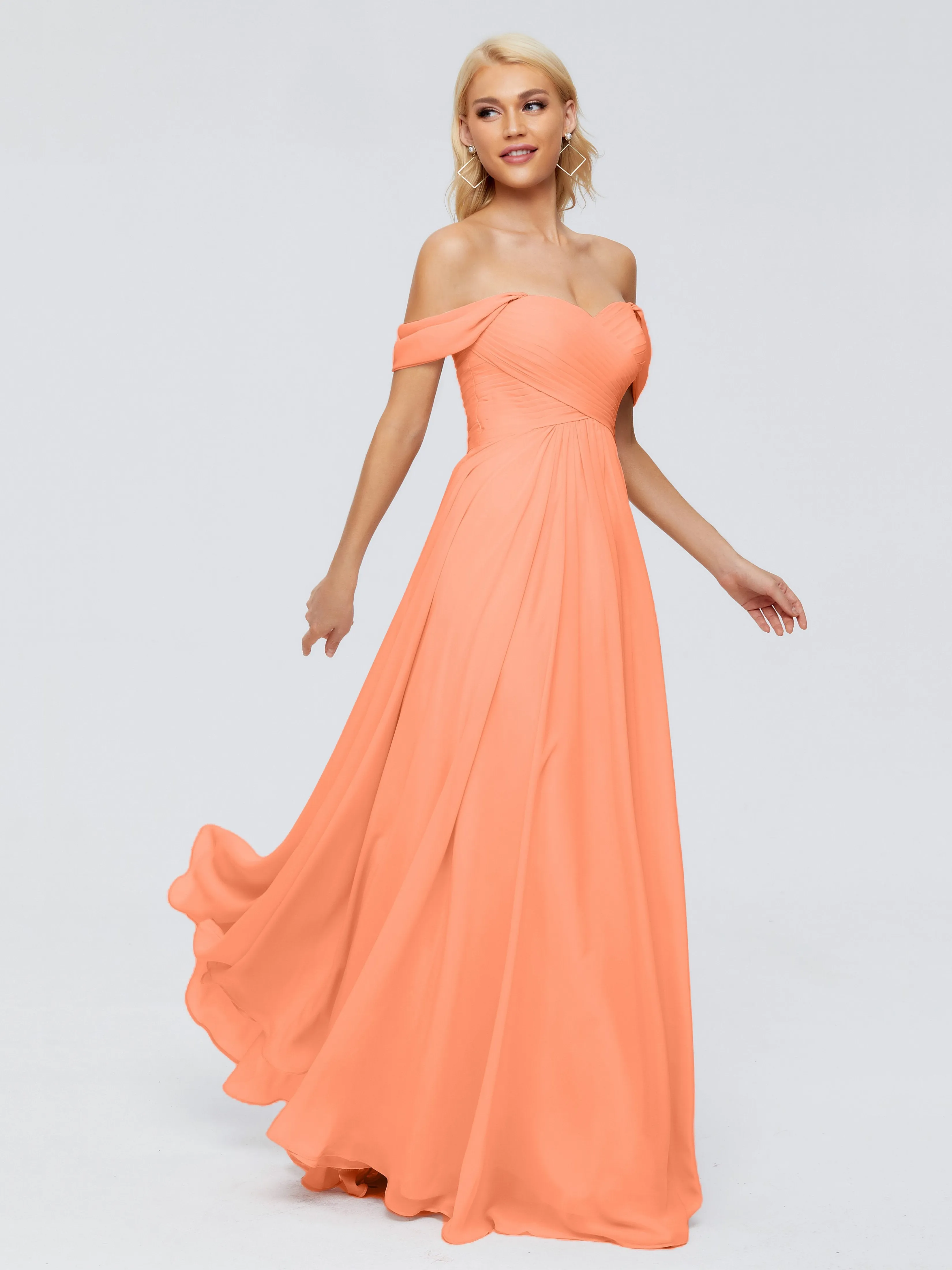Trinity Off-The-Shoulder Chiffon Bridesmaid Dresses