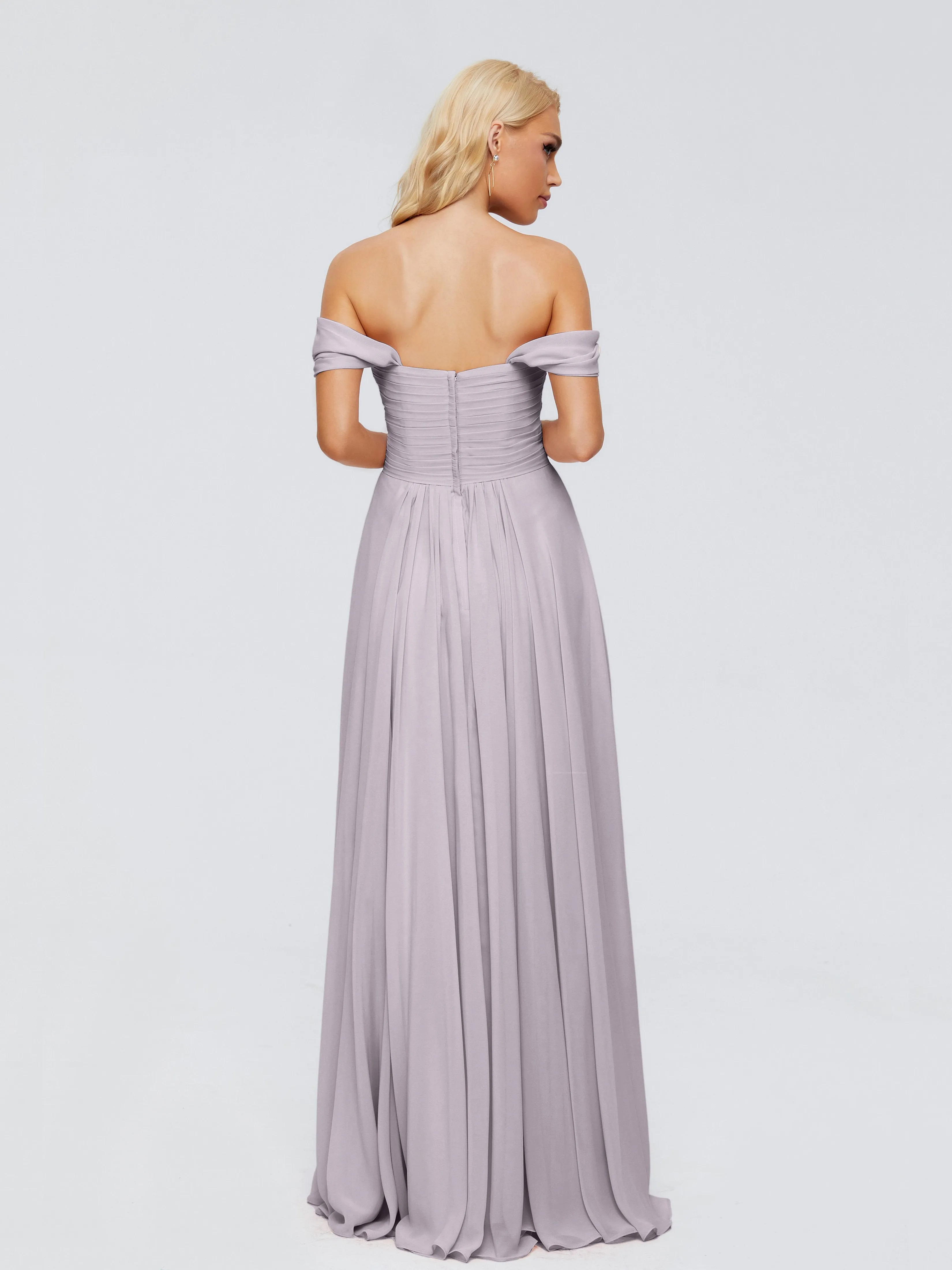 Trinity Off-The-Shoulder Chiffon Bridesmaid Dresses